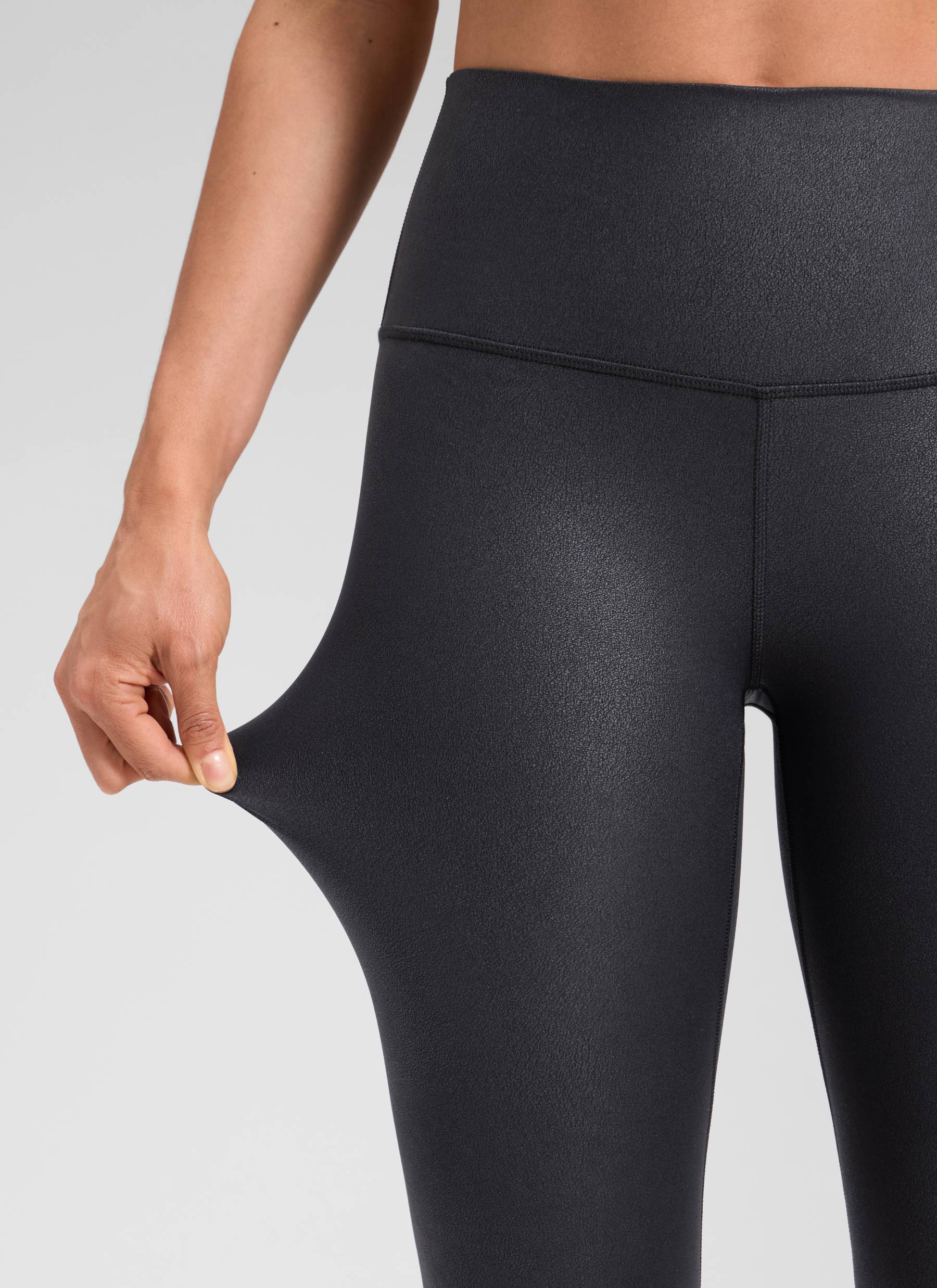 CRZ YOGA Women Butterluxe Matte Faux Leather Leggings 28' Black Foil Pattern