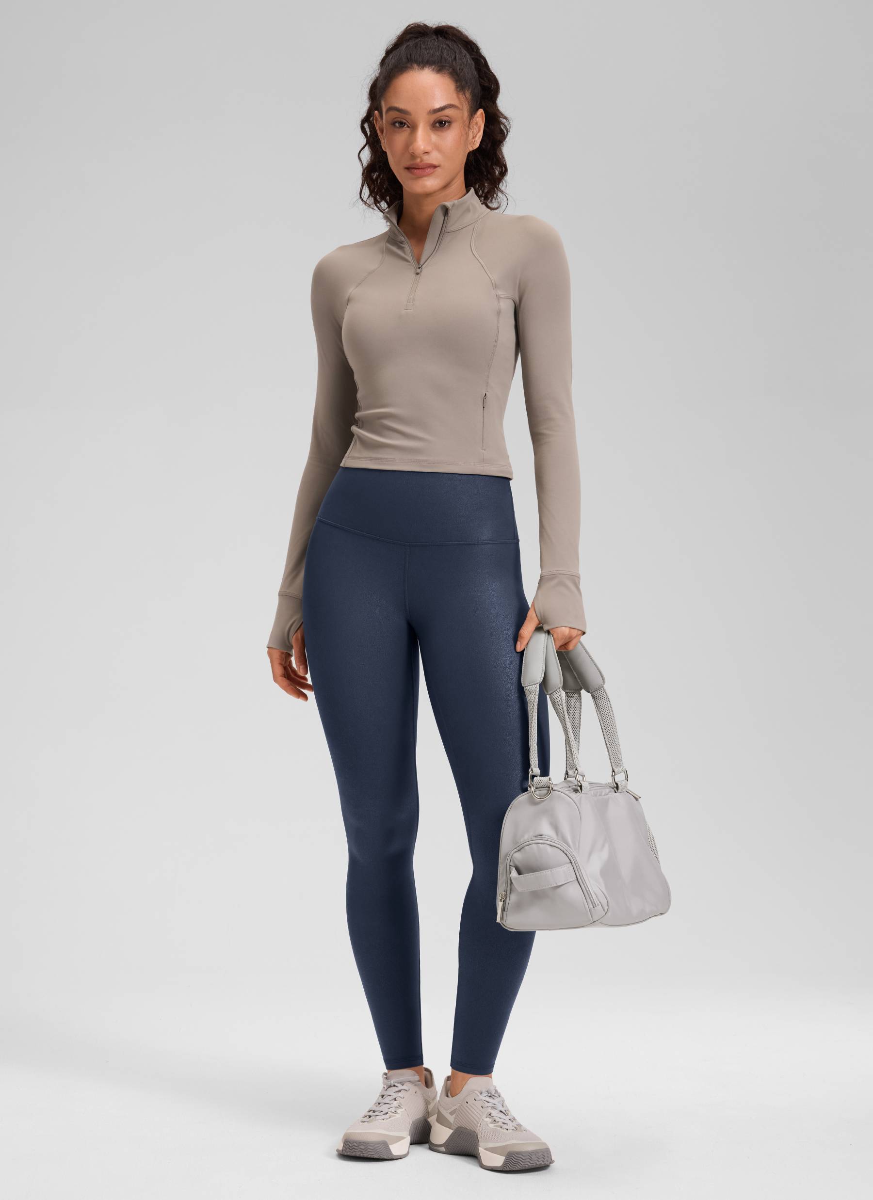 CRZ YOGA Women Butterluxe Matte Faux Leather Leggings 28' Real Navy Foil Pattern