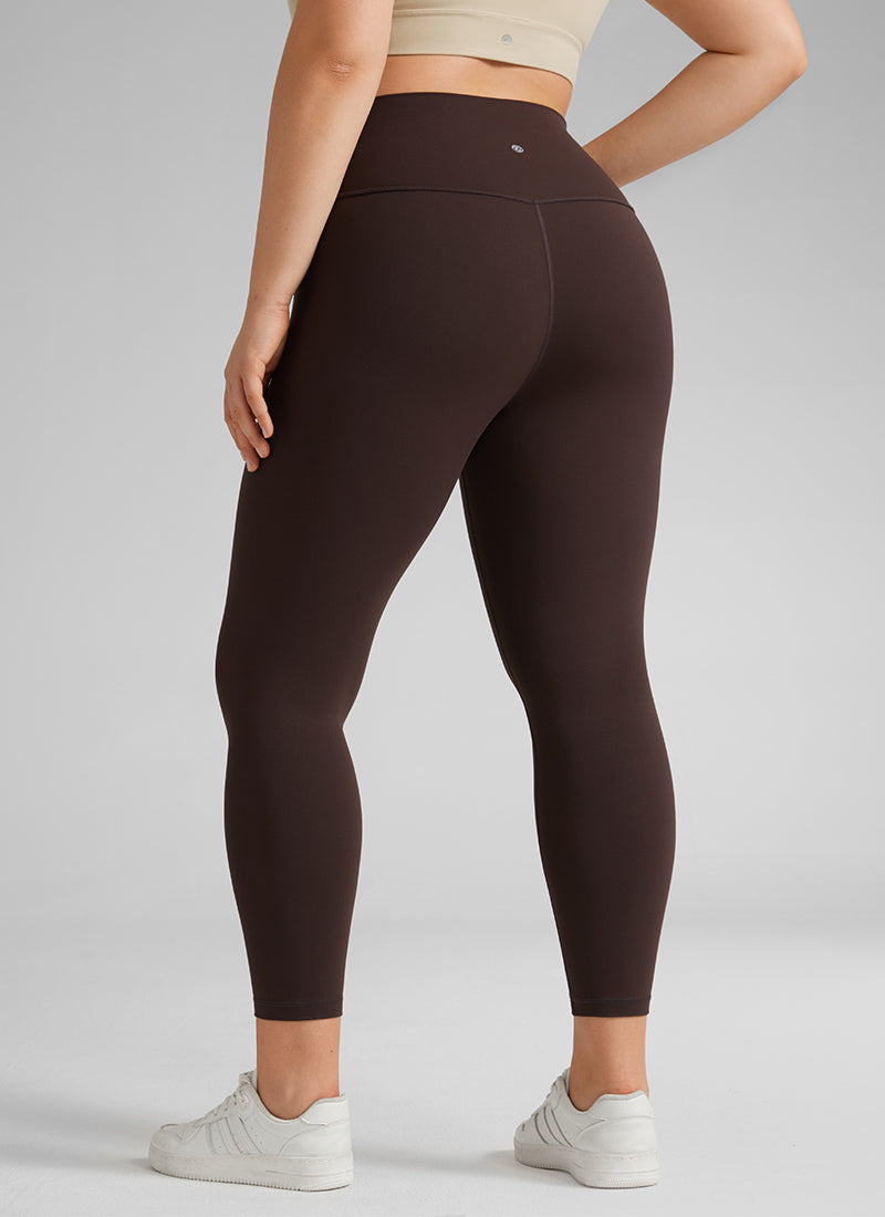 CRZ YOGA Women's Yoga High Rise Plus Size Butterluxe Leggings 25'' Hot Fudge Brown @model_info:Victoria