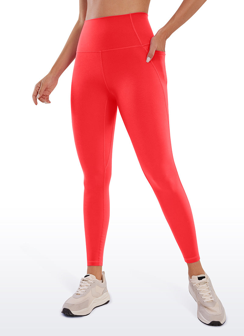 CRZ YOGA Women's Yoga Lounge High Rise Butterluxe Pocket Leggings 25'' Deep Red