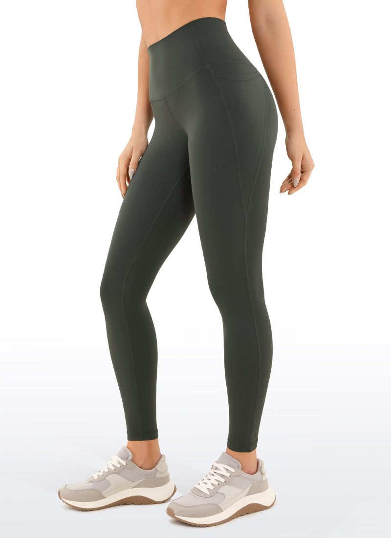 CRZ YOGA Women's Yoga Lounge High Rise Butterluxe Pocket Leggings 25'' Grey Olive