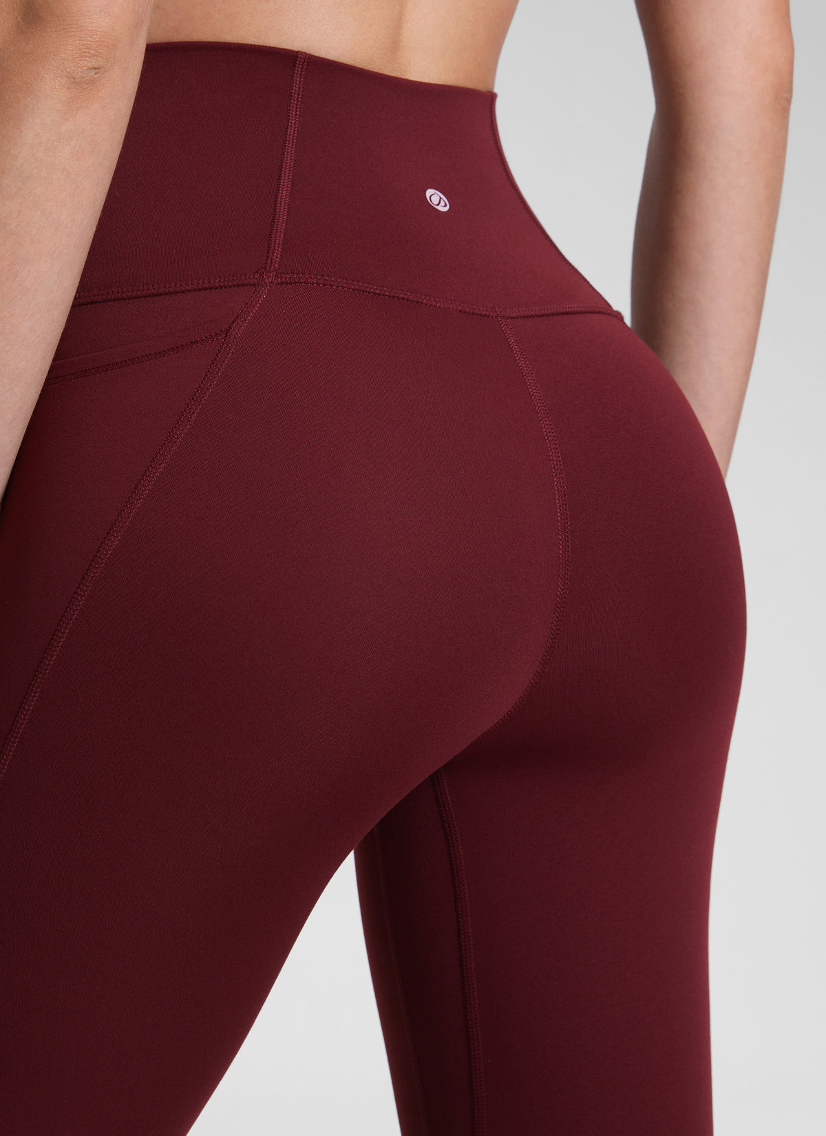 CRZ YOGA Women's Yoga Lounge High Rise Butterluxe Pocket Leggings 25'' Red Merlot @model_info:Malisa