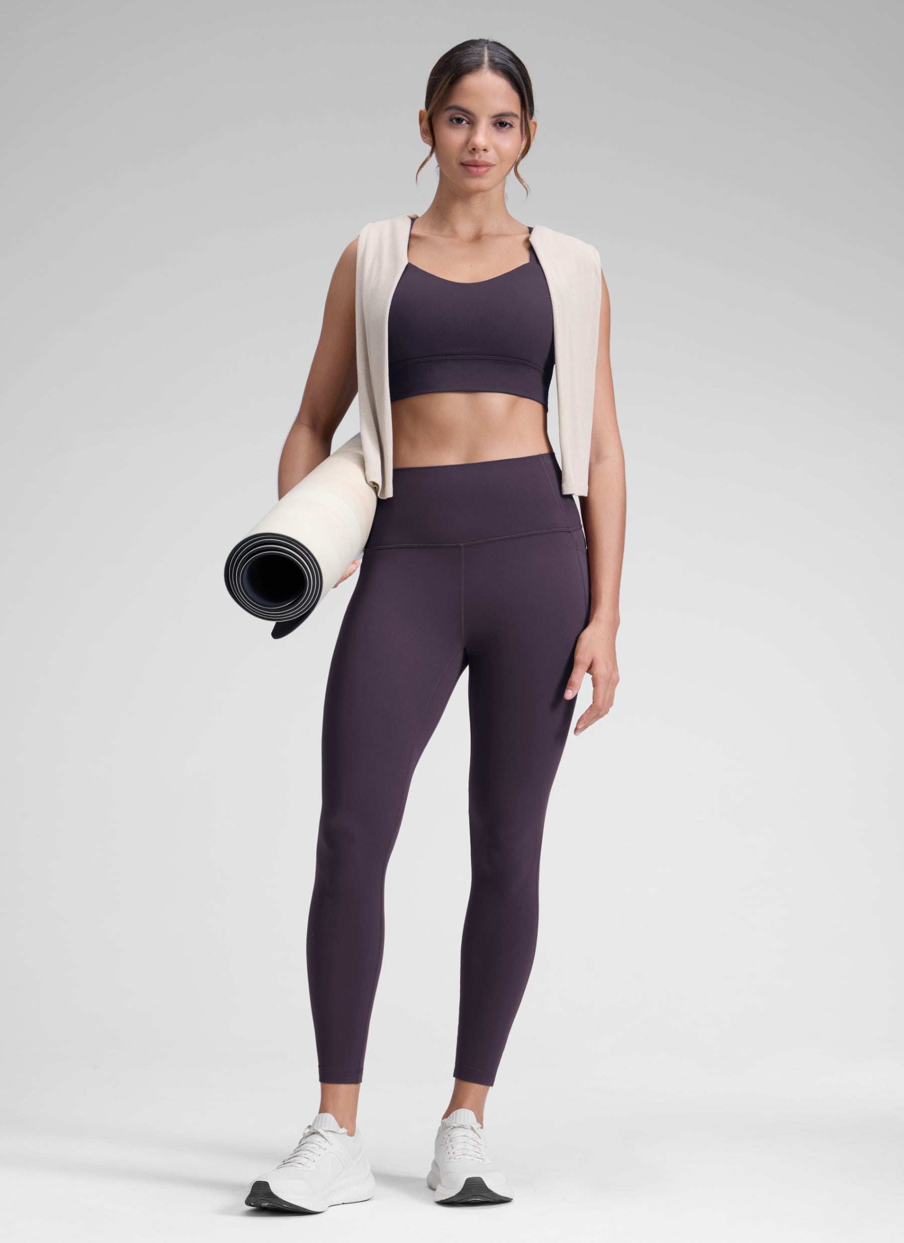 CRZ YOGA Women's Yoga Lounge High Rise Butterluxe Pocket Leggings 25'' Atmosphere Purple @model_info:Q1
