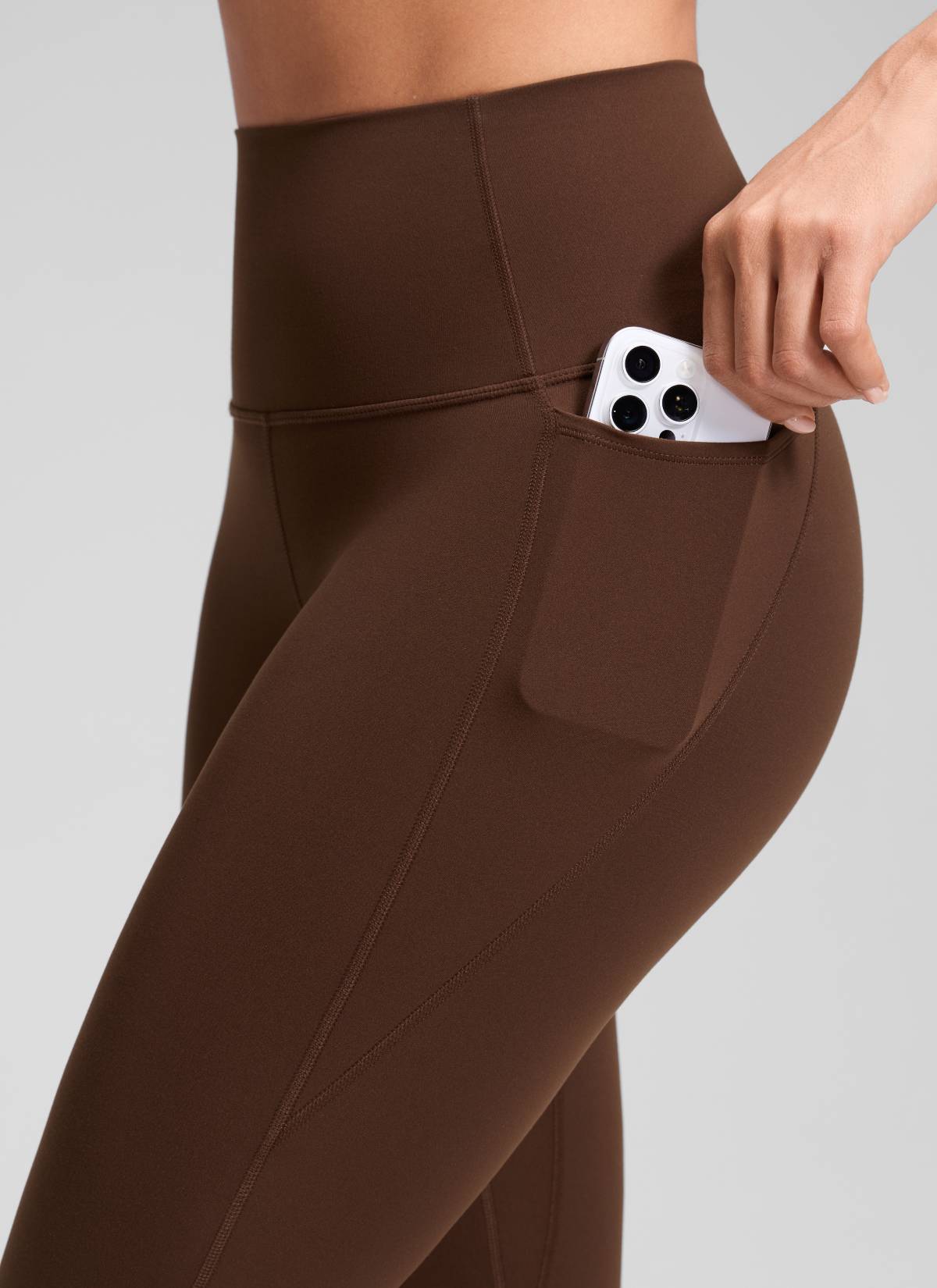 CRZ YOGA Womens Butterluxe High Waist Pockets Capri Leggings 19'' Lava Brown @model_info:Dany