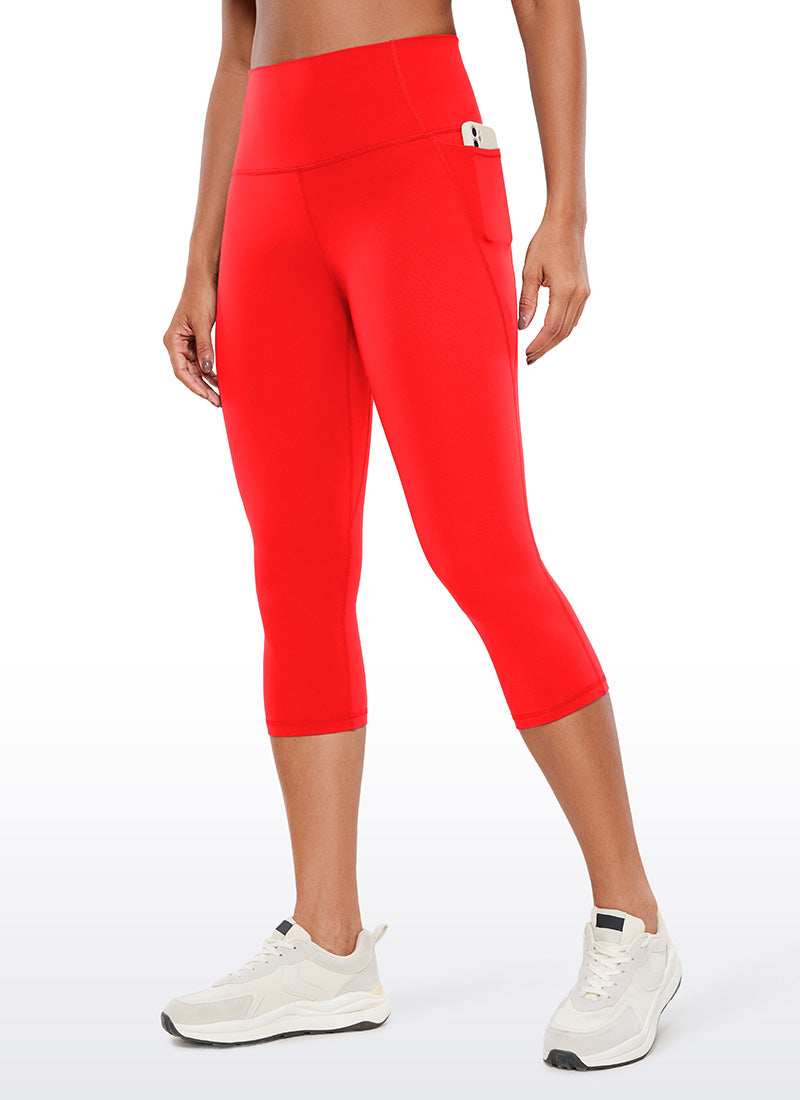 CRZ YOGA Womens Butterluxe High Waist Pockets Capri Leggings 19'' Dark Red