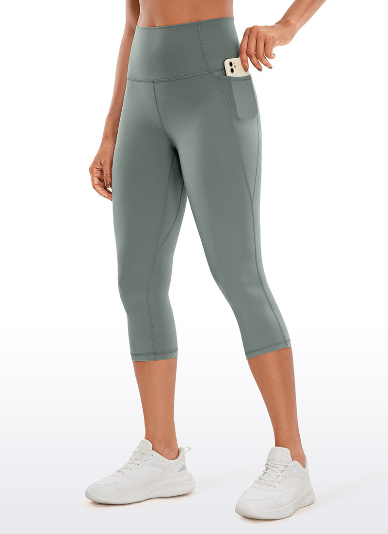 CRZ YOGA Womens Butterluxe High Waist Pockets Capri Leggings 19'' Grey Sage