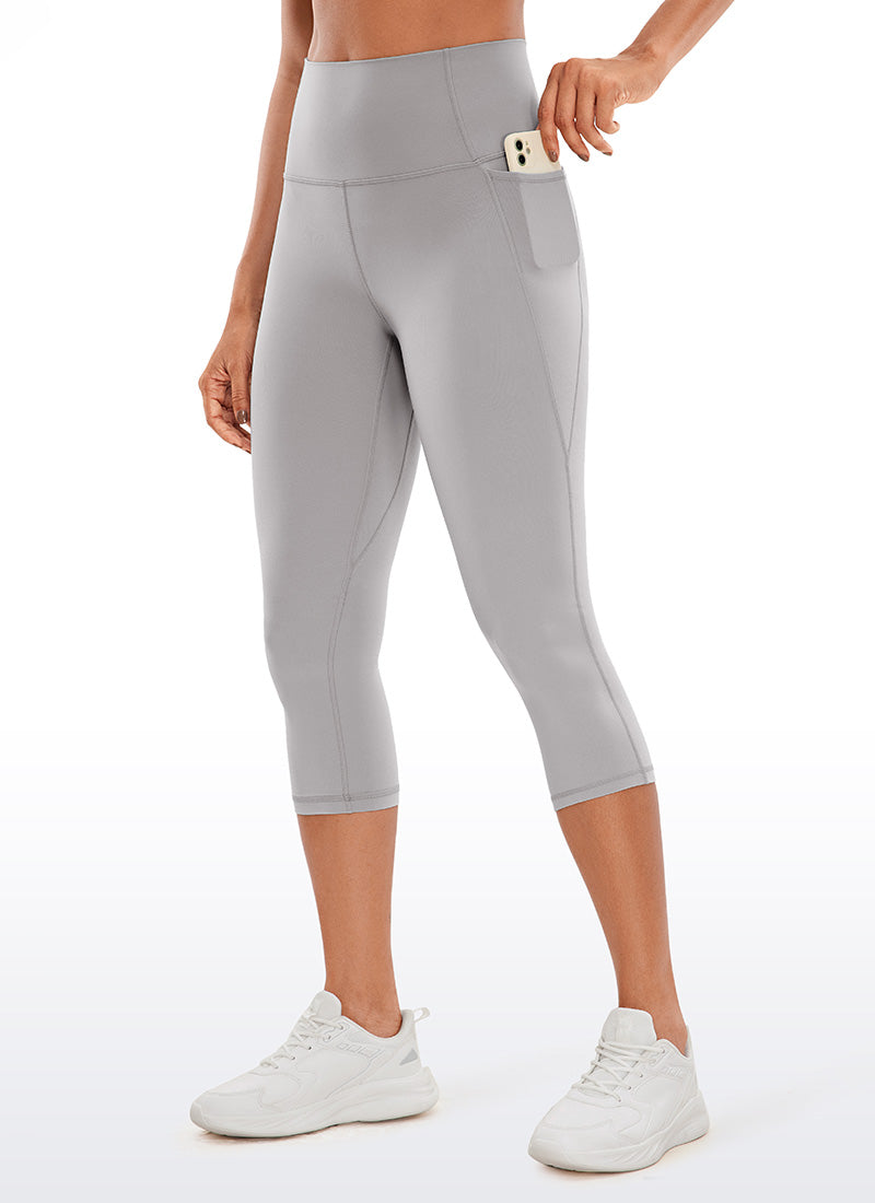 CRZ YOGA Womens Butterluxe High Waist Pockets Capri Leggings 19'' Gull Gray