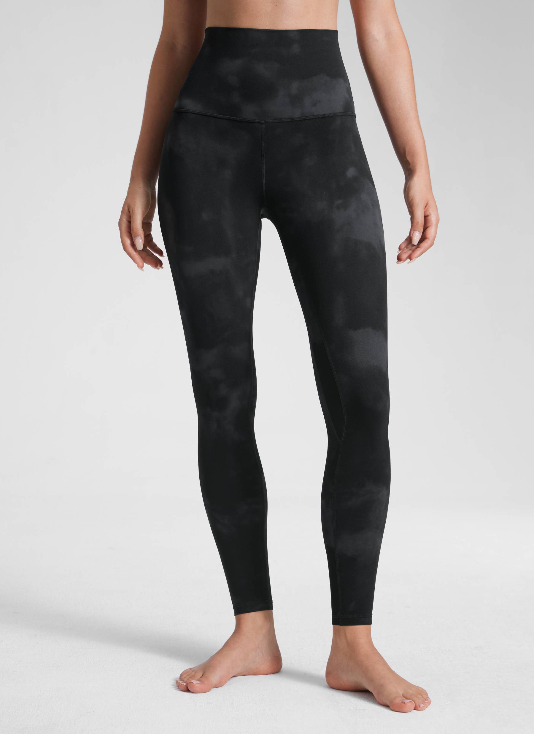CRZ YOGA Women's Yoga Super High Waist Butterluxe Yoga Leggings 28'' Black Tie Dye Flowers