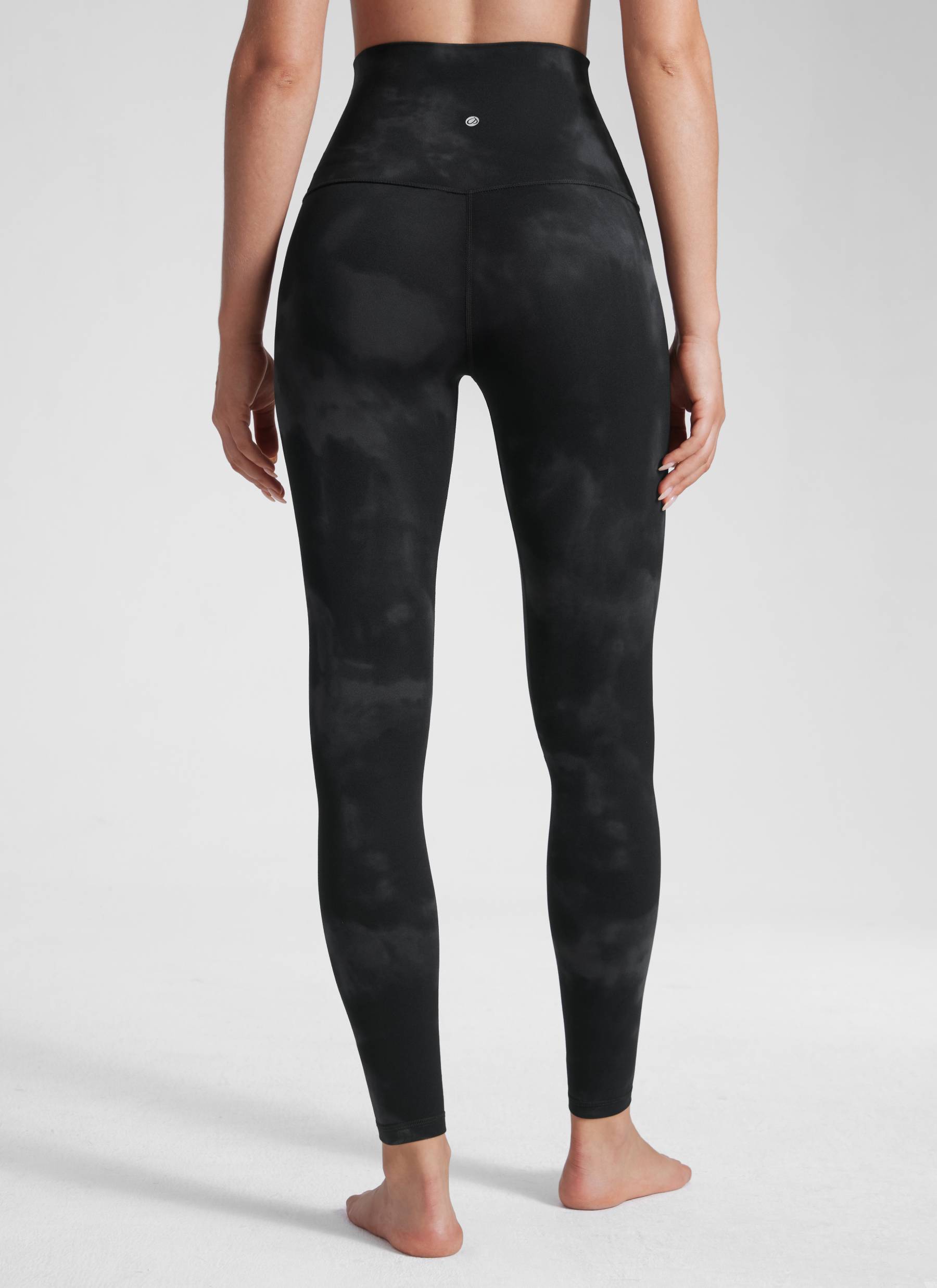 CRZ YOGA Women's Yoga Super High Waist Butterluxe Yoga Leggings 28'' Black Tie Dye Flowers