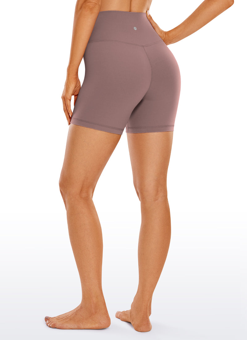 CRZ YOGA Women's High Rise Butterluxe V Cross Waist Biker Shorts 5'' Mauve