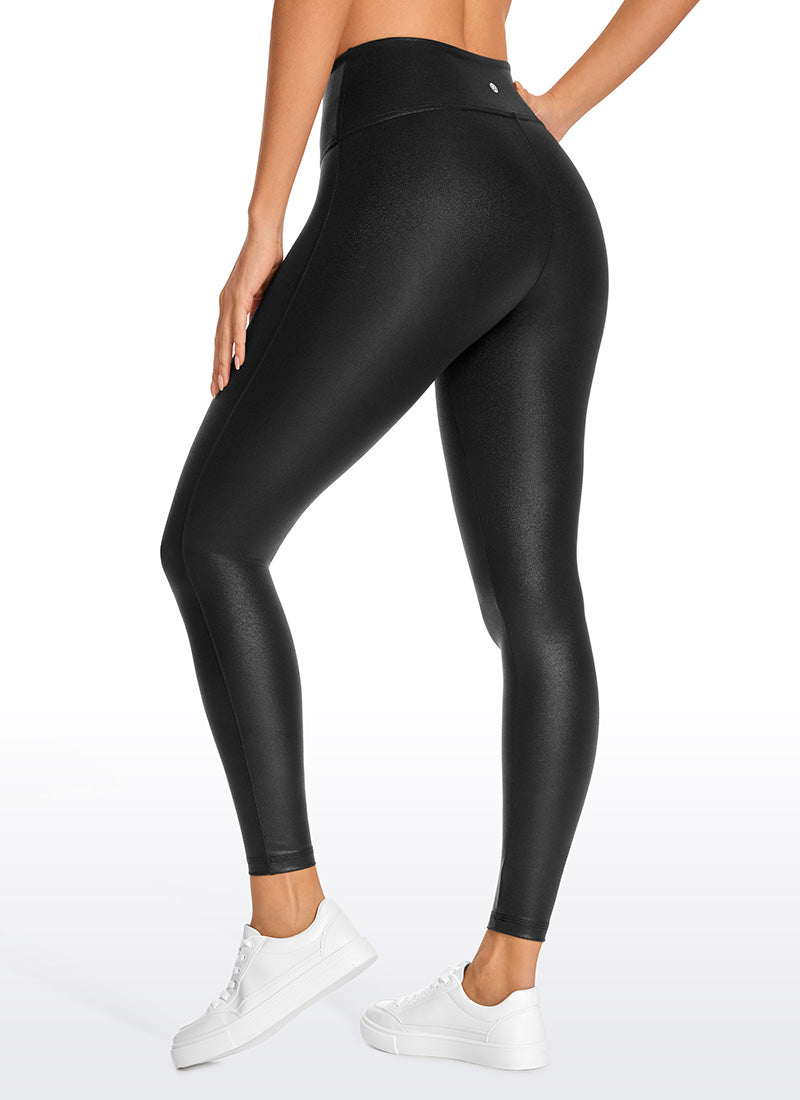 CRZ YOGA Women Butterluxe Matte Faux Leather No Front Seam Leggings 26.5'' Black Classic Leather