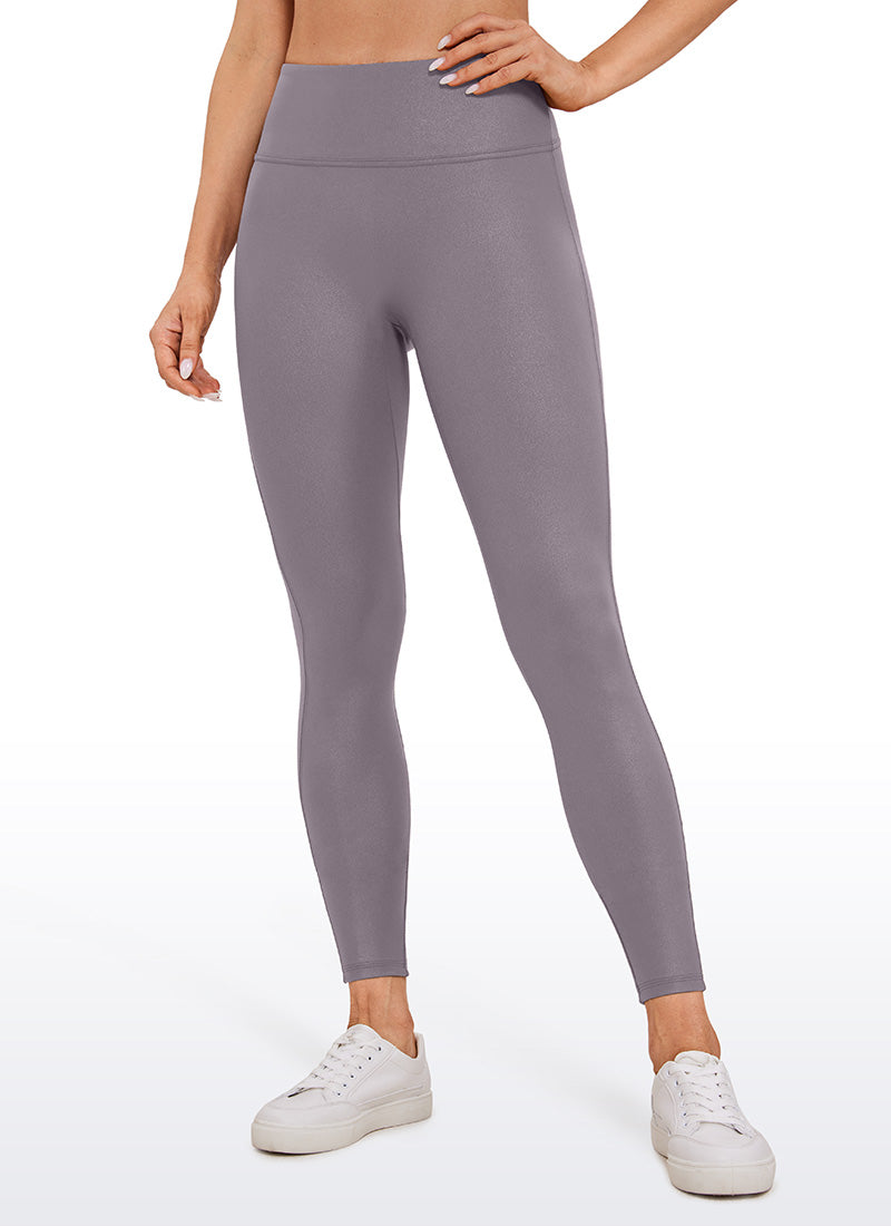 CRZ YOGA Women Butterluxe Matte Faux Leather No Front Seam Leggings 26.5'' Tornado Grey Classic Pattern