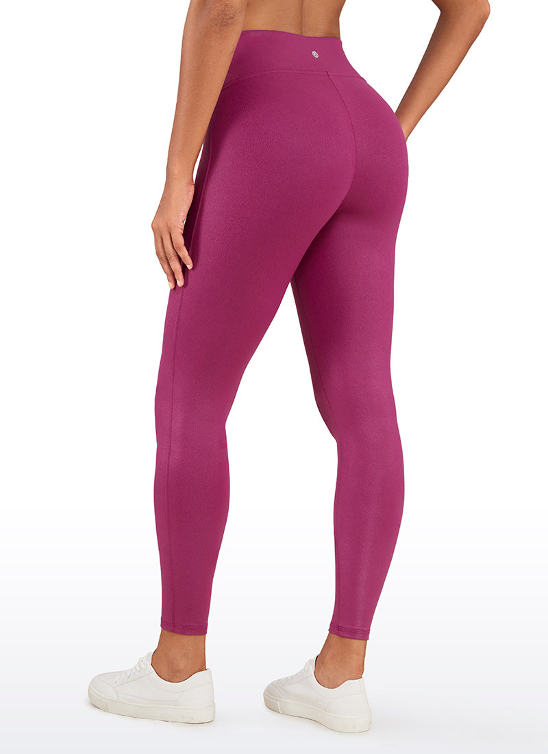 CRZ YOGA Women Butterluxe Matte Faux Leather No Front Seam Leggings 26.5'' Magenta Purple Classic Pattern