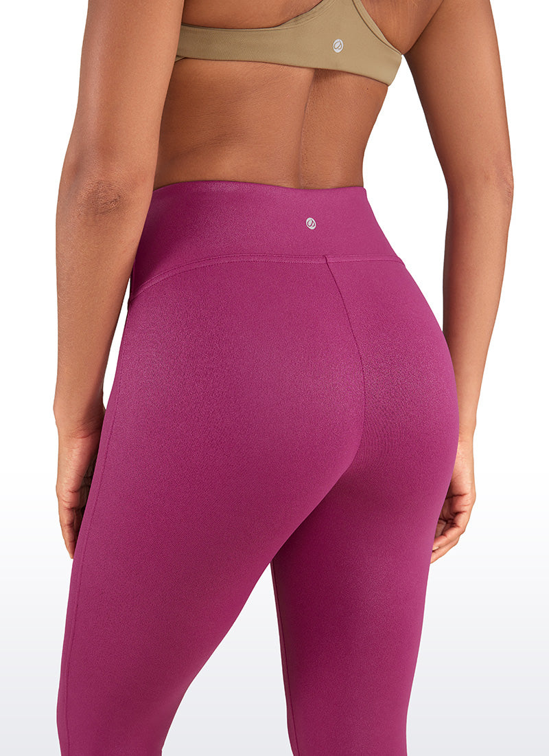 CRZ YOGA Women Butterluxe Matte Faux Leather No Front Seam Leggings 26.5'' Magenta Purple Classic Pattern