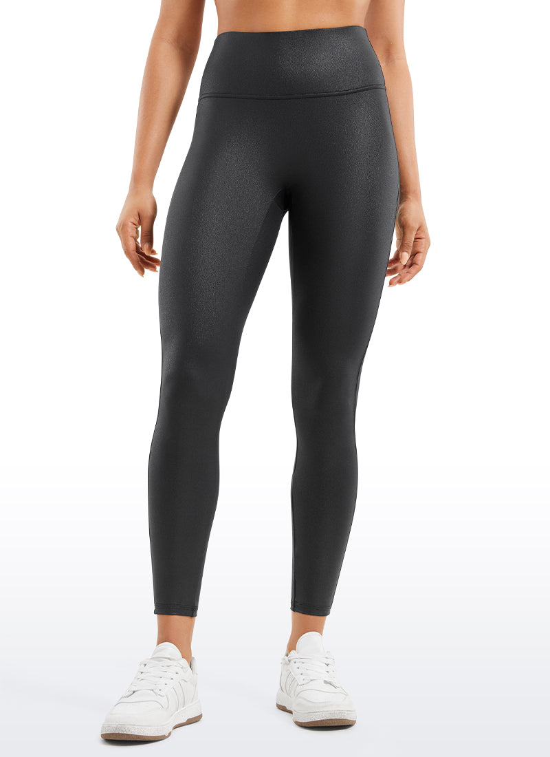 CRZ YOGA Women Butterluxe Matte Faux Leather No Front Seam Leggings 25'' Black Classic Leather