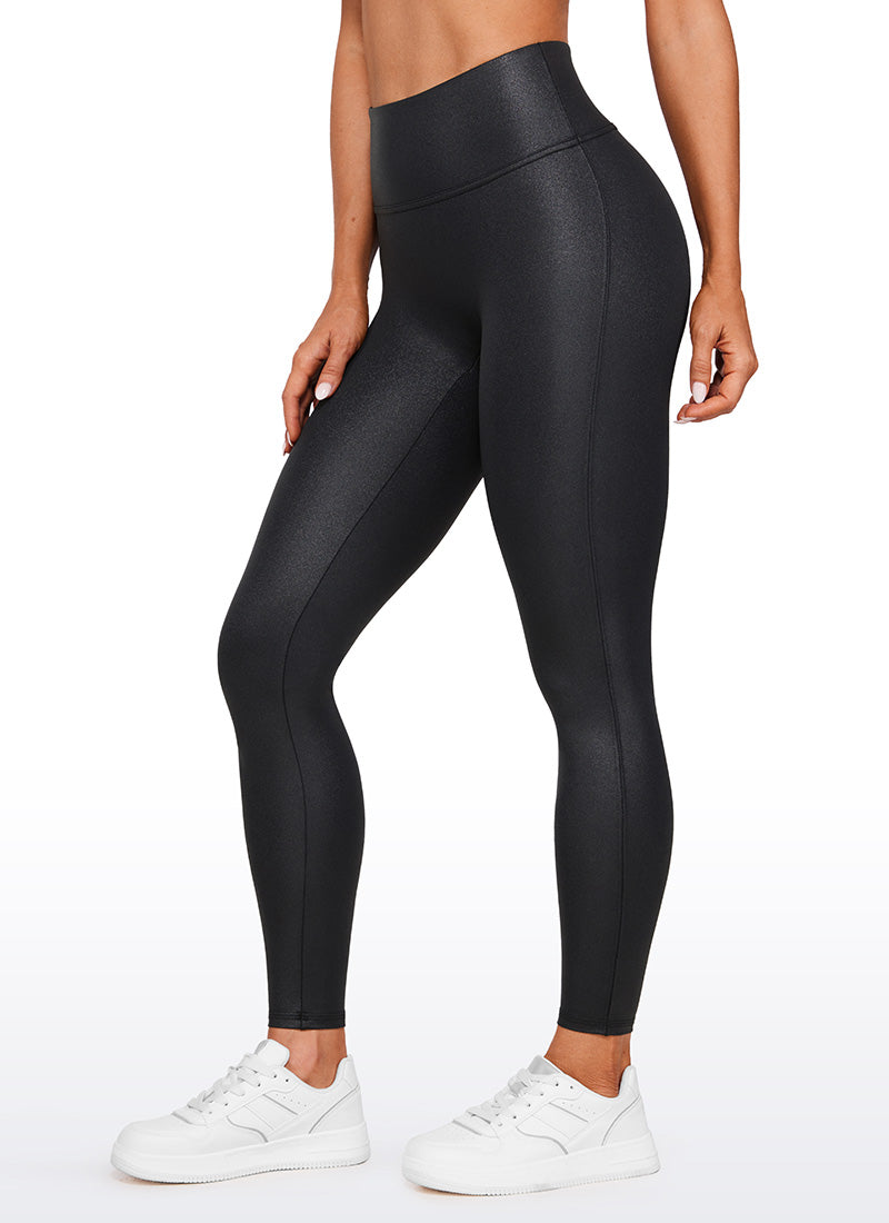 CRZ YOGA Women Butterluxe Matte Faux Leather No Front Seam Leggings 28'' Black Classic Leather