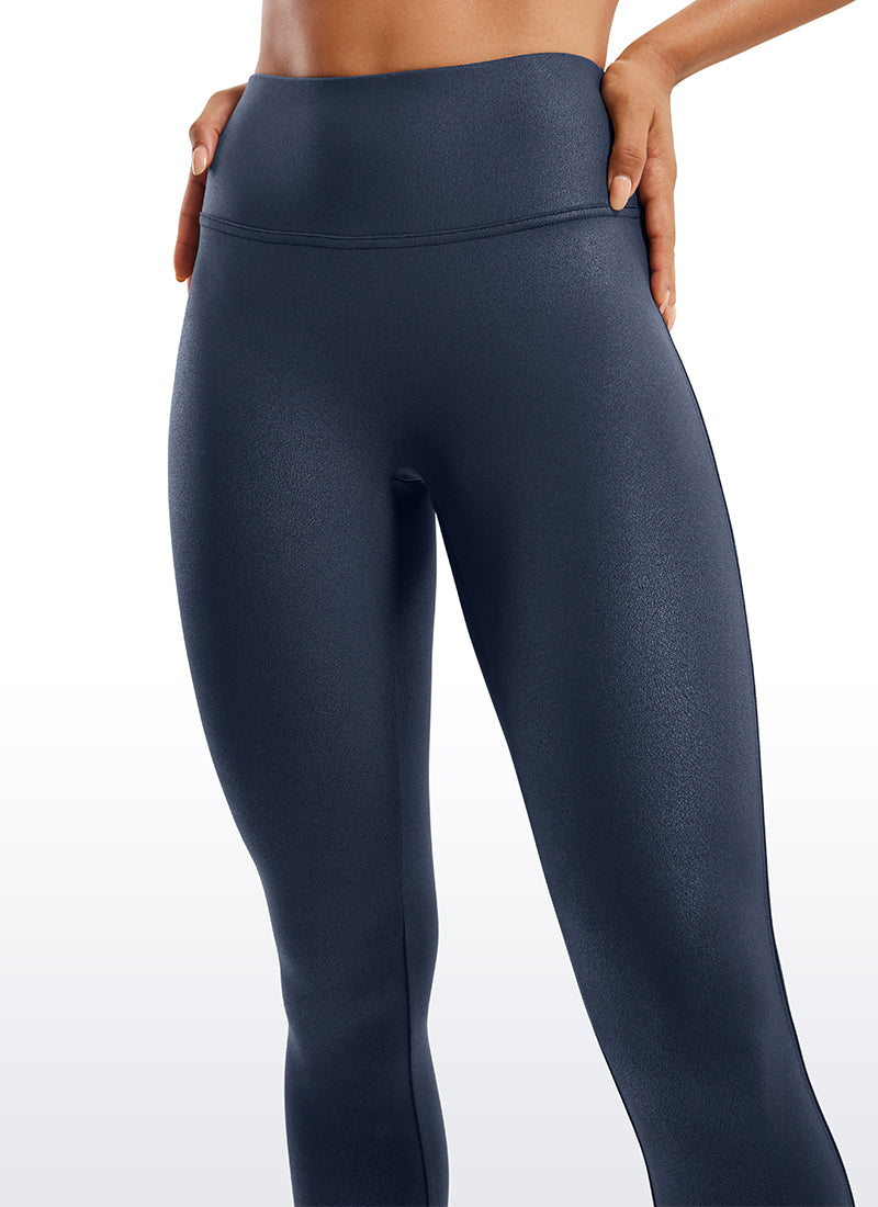 CRZ YOGA Women Butterluxe Matte Faux Leather No Front Seam Leggings 28'' Real Navy Foil Pattern
