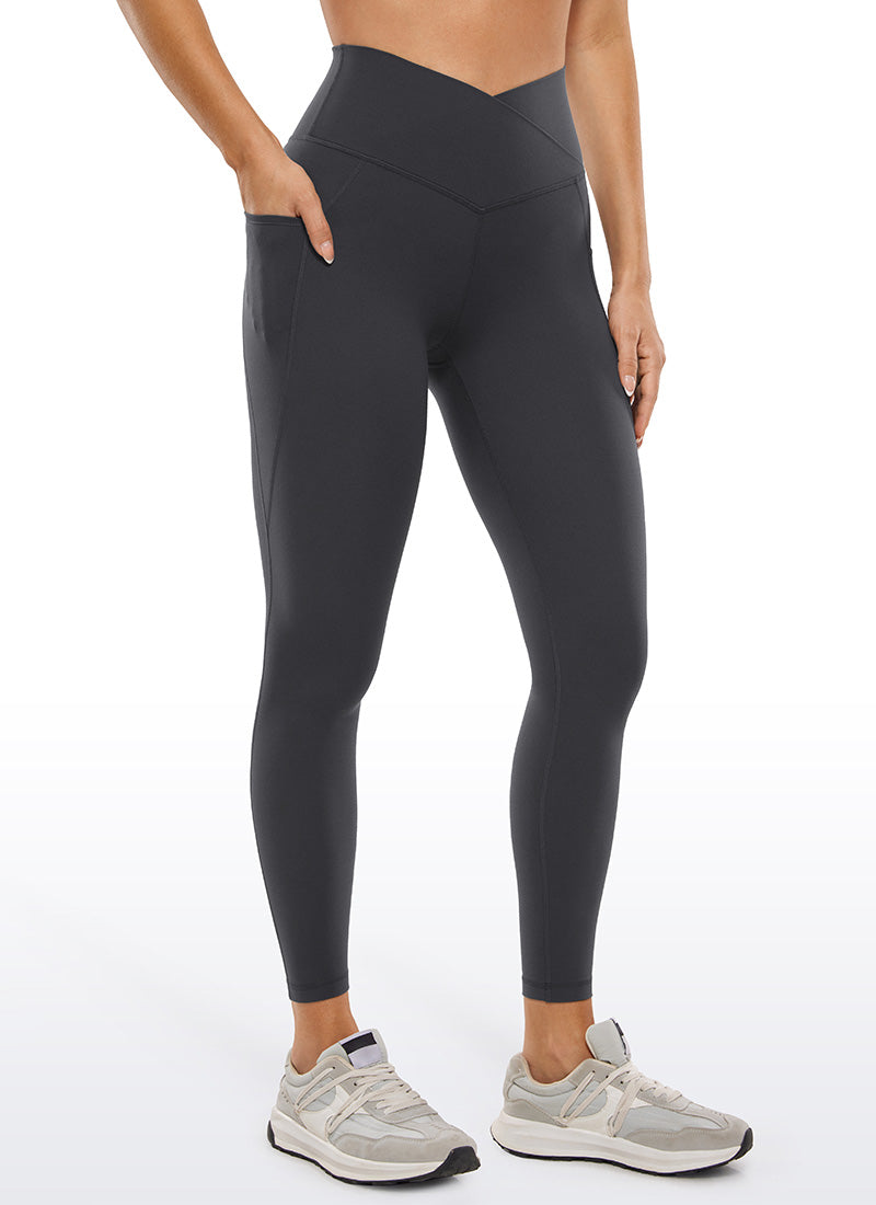 CRZ YOGA Butterluxe Womens Crossover Waist Leggings with Pockets 25