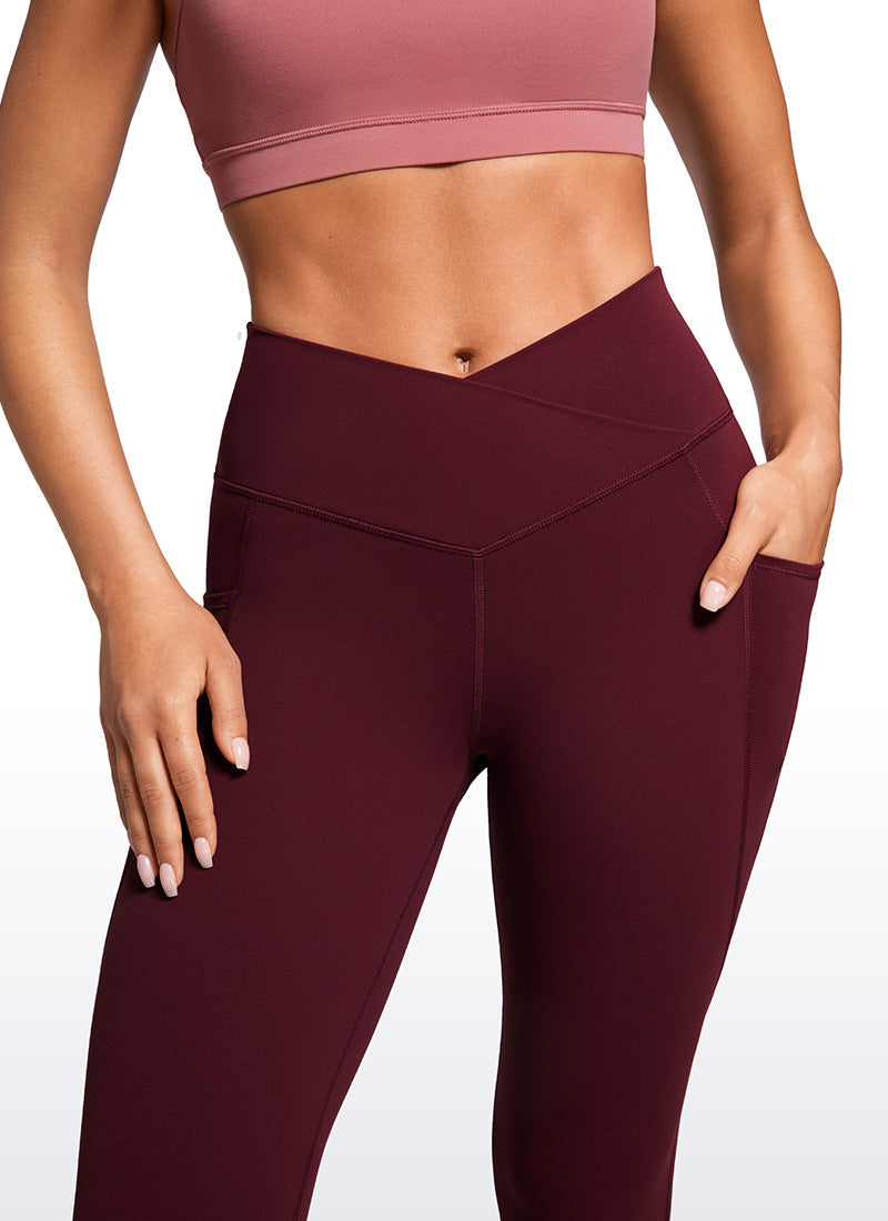 CRZ YOGA Butterluxe Womens Crossover Waist Leggings with Pockets 25