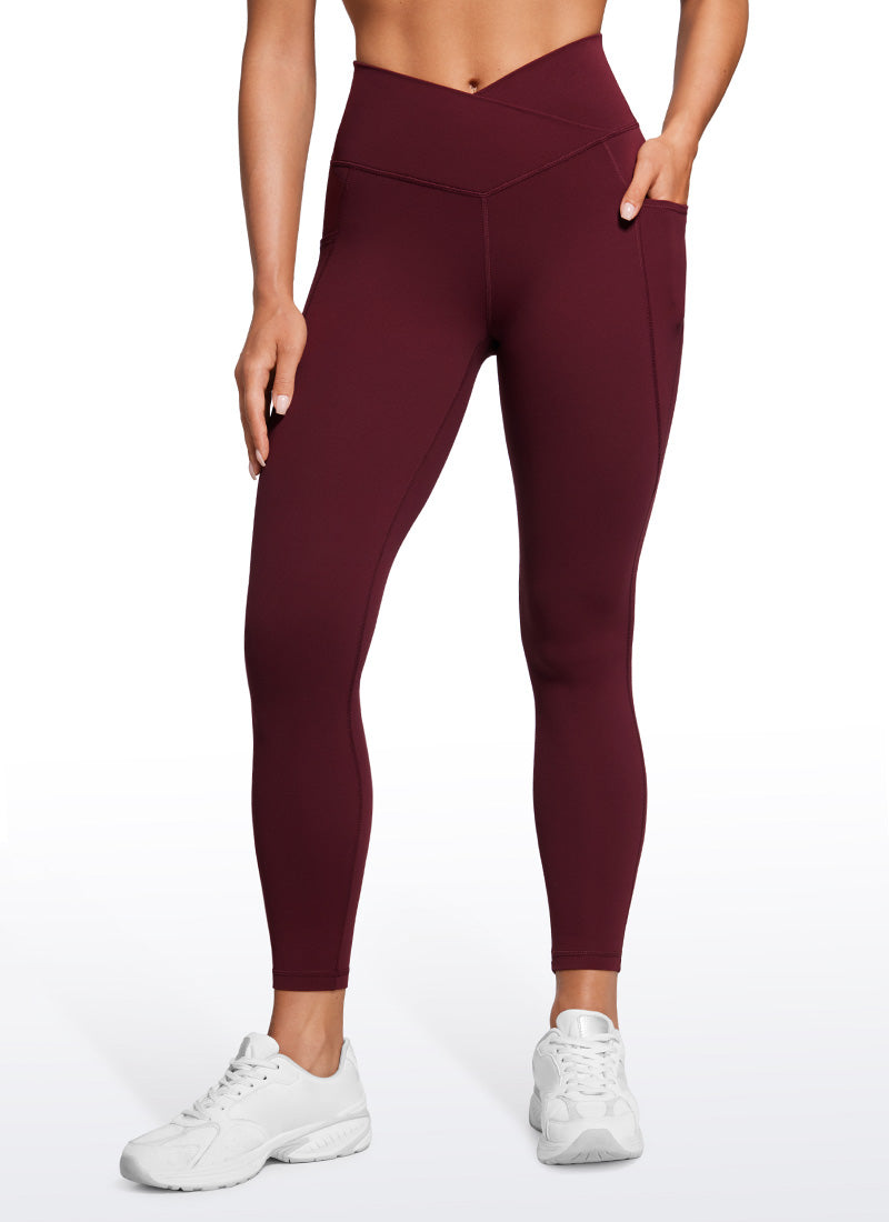 CRZ YOGA Butterluxe Womens Crossover Waist Leggings with Pockets 25