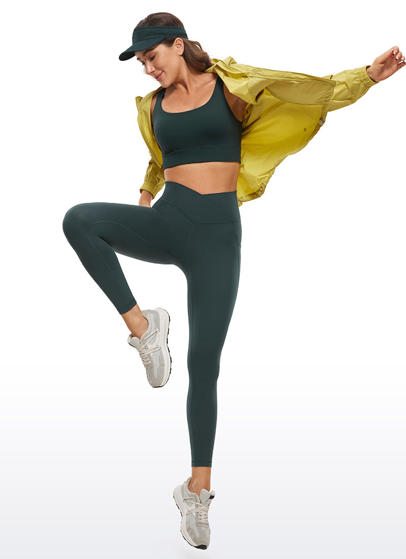 CRZ YOGA Butterluxe Womens Crossover Waist Leggings with Pockets 25