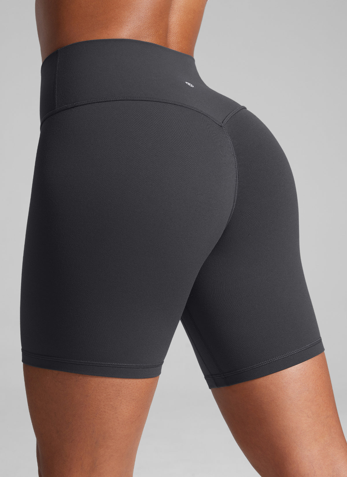CRZ YOGA Butterlift Womens Scrunch Butt Biker Shorts 6'' No Front Seam Mysterious Grey