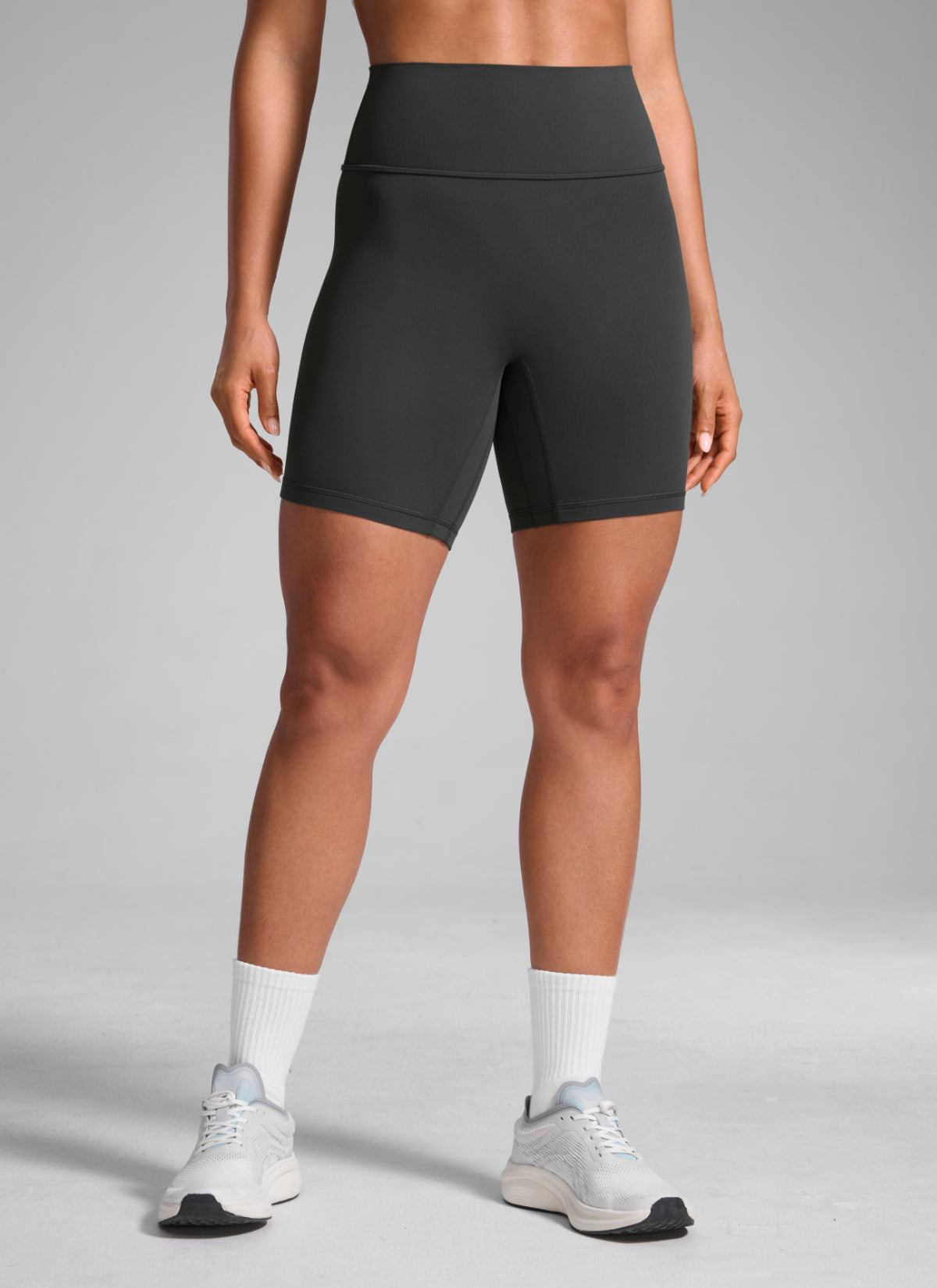 CRZ YOGA Butterlift Womens Scrunch Butt Biker Shorts 6'' No Front Seam Mysterious Grey