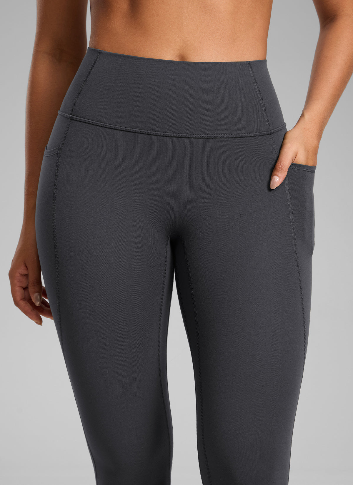 CRZ YOGA Women's Butterlift High Rise No Front Seam Pocket Legging Mysterious Grey @model_info:C
