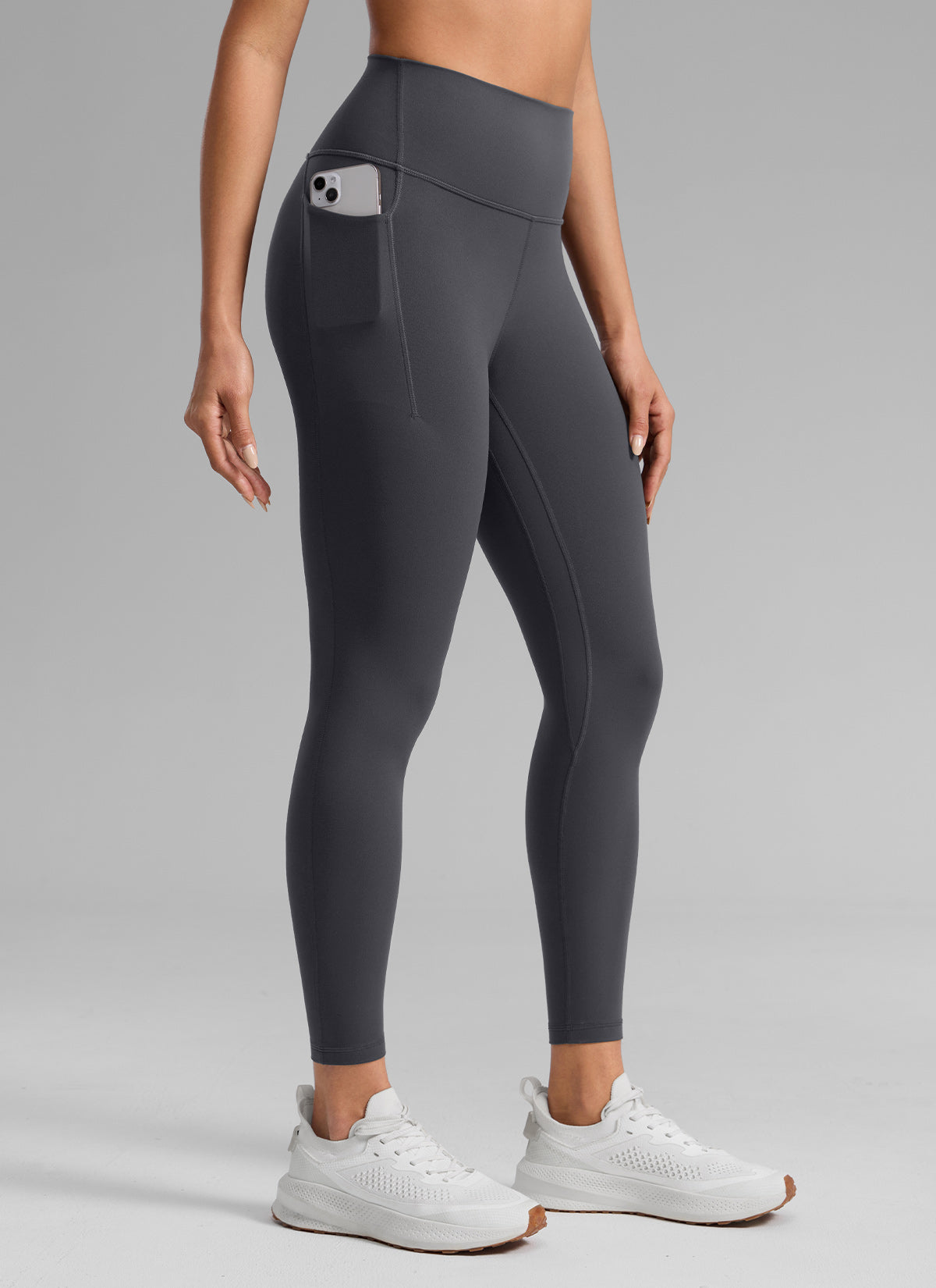 CRZ YOGA Women's Butterlift Workout High Rise Pocket Leggings 25'' Mysterious Grey @model_info:D