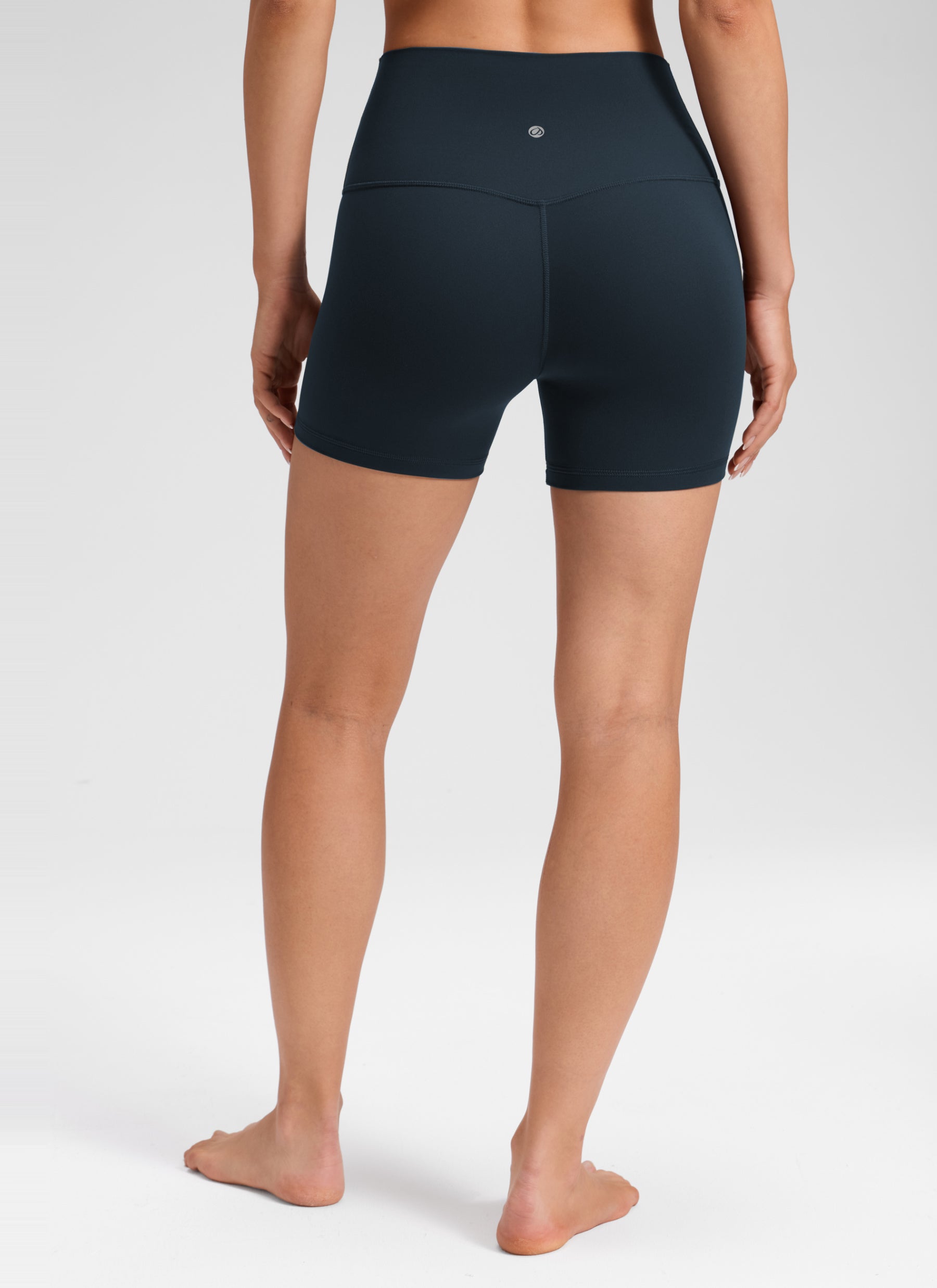 CRZ YOGA Women's Butterluxe Yoga High Rise No Front Seam Shorts 4'' True Navy