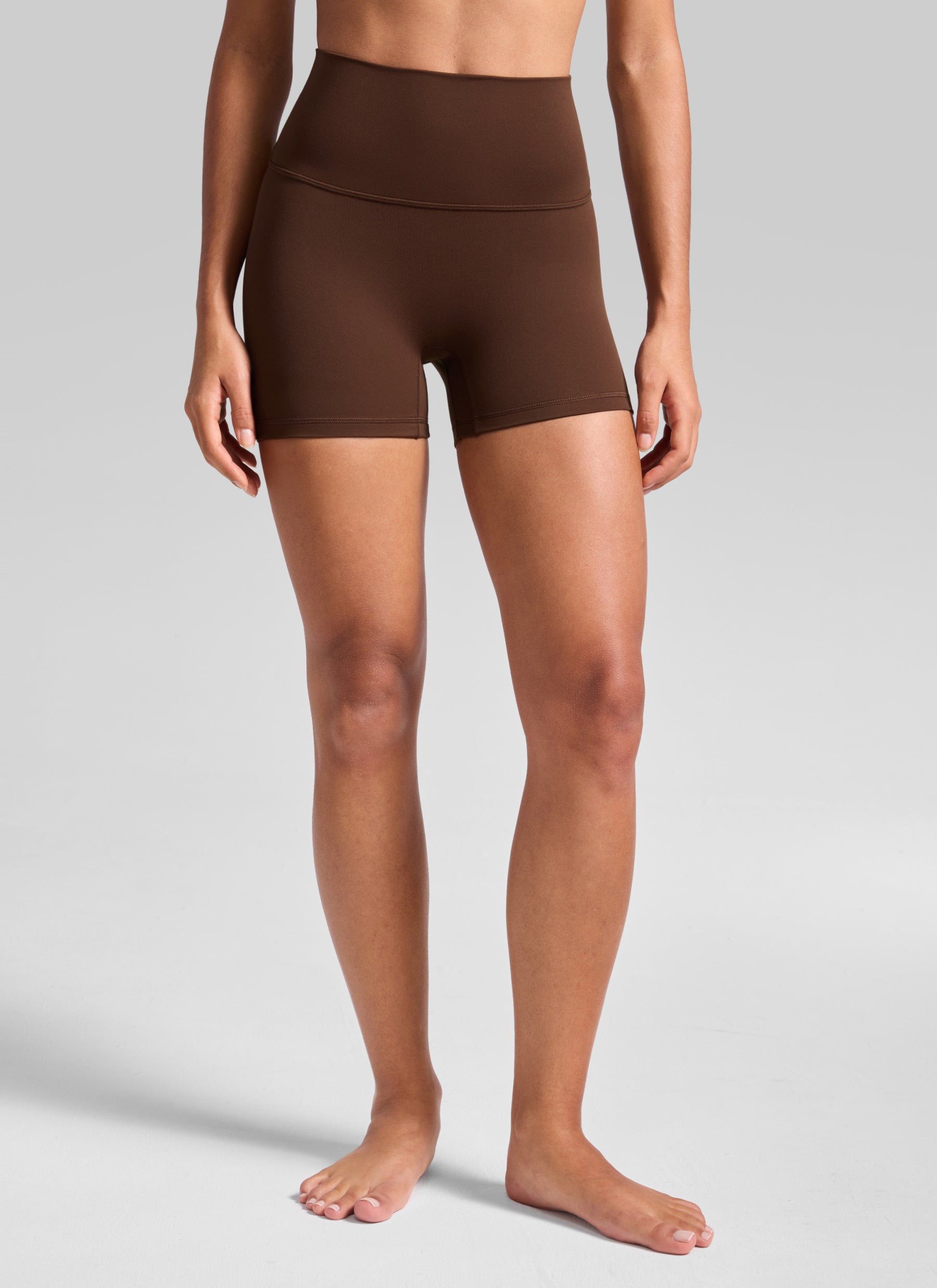 CRZ YOGA Women's Butterluxe Yoga High Rise No Front Seam Shorts 4'' Lava Brown