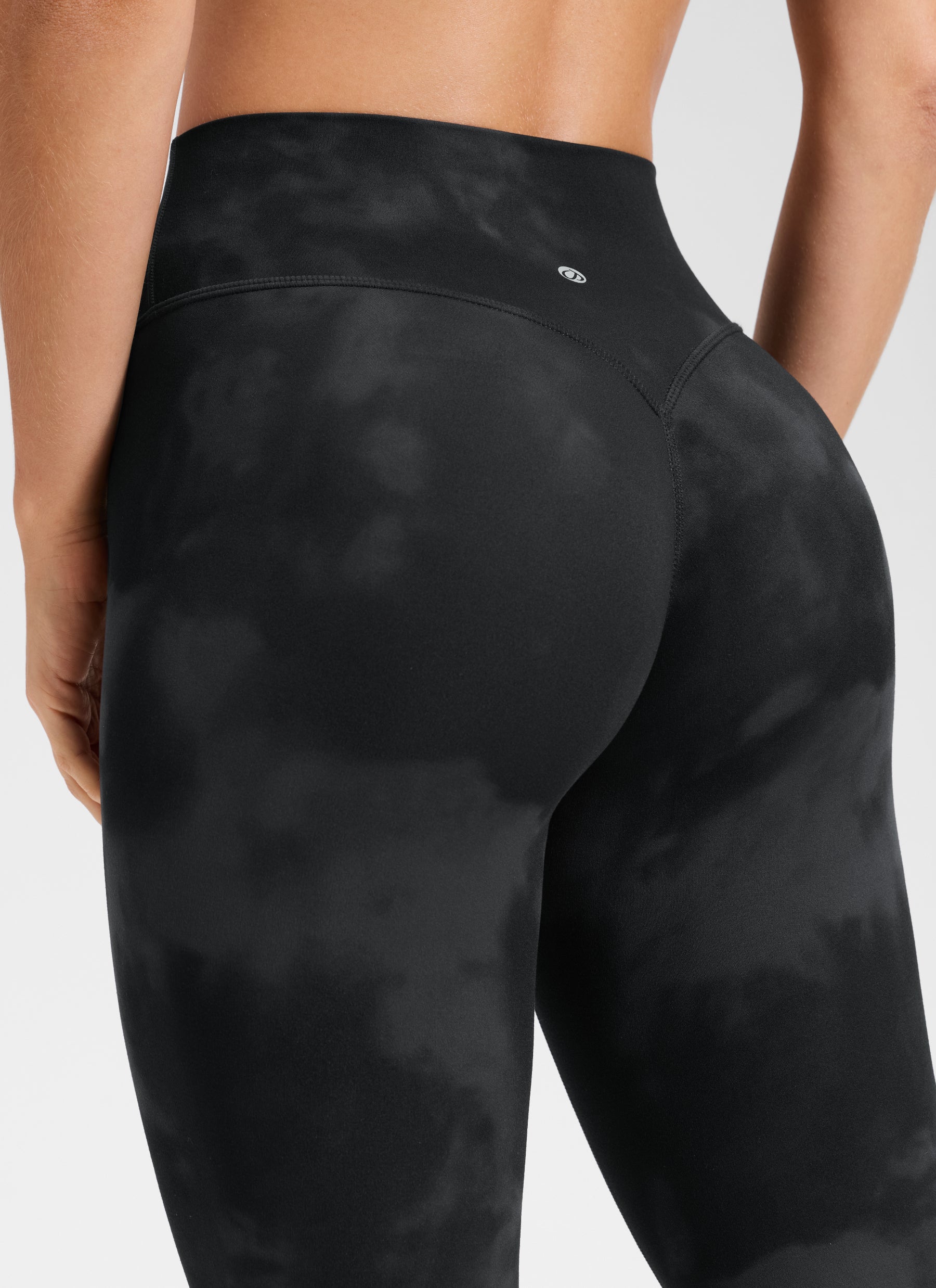 CRZ YOGA Softretch Secretsculpt™ Minor High Rise Front Seam Legging Black Tie Dye Flowers