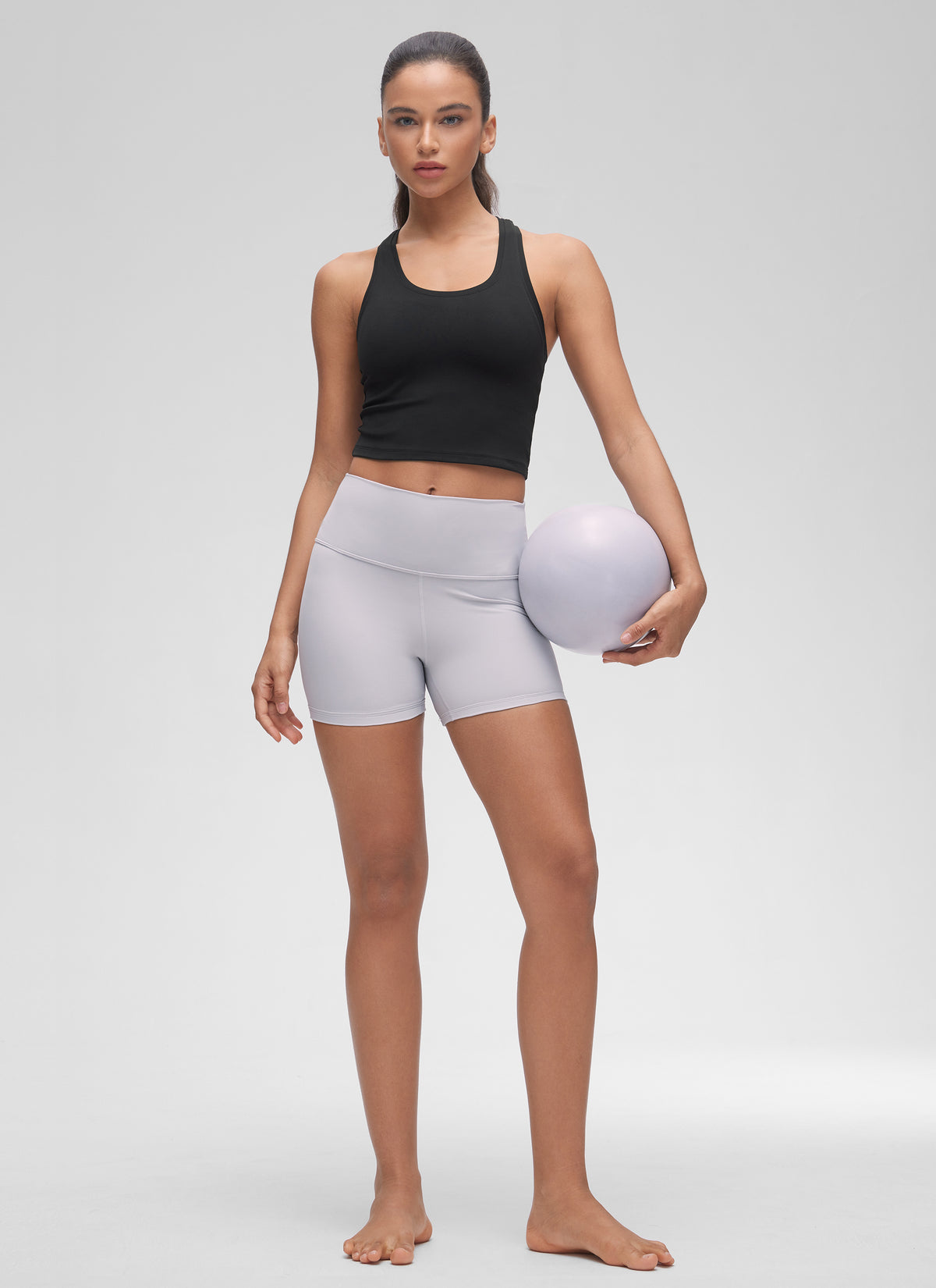 CRZ YOGA Women's Butterluxe Scoop Neck Racerback Cropped Lounge Yoga Tank Black @model_info:Winma