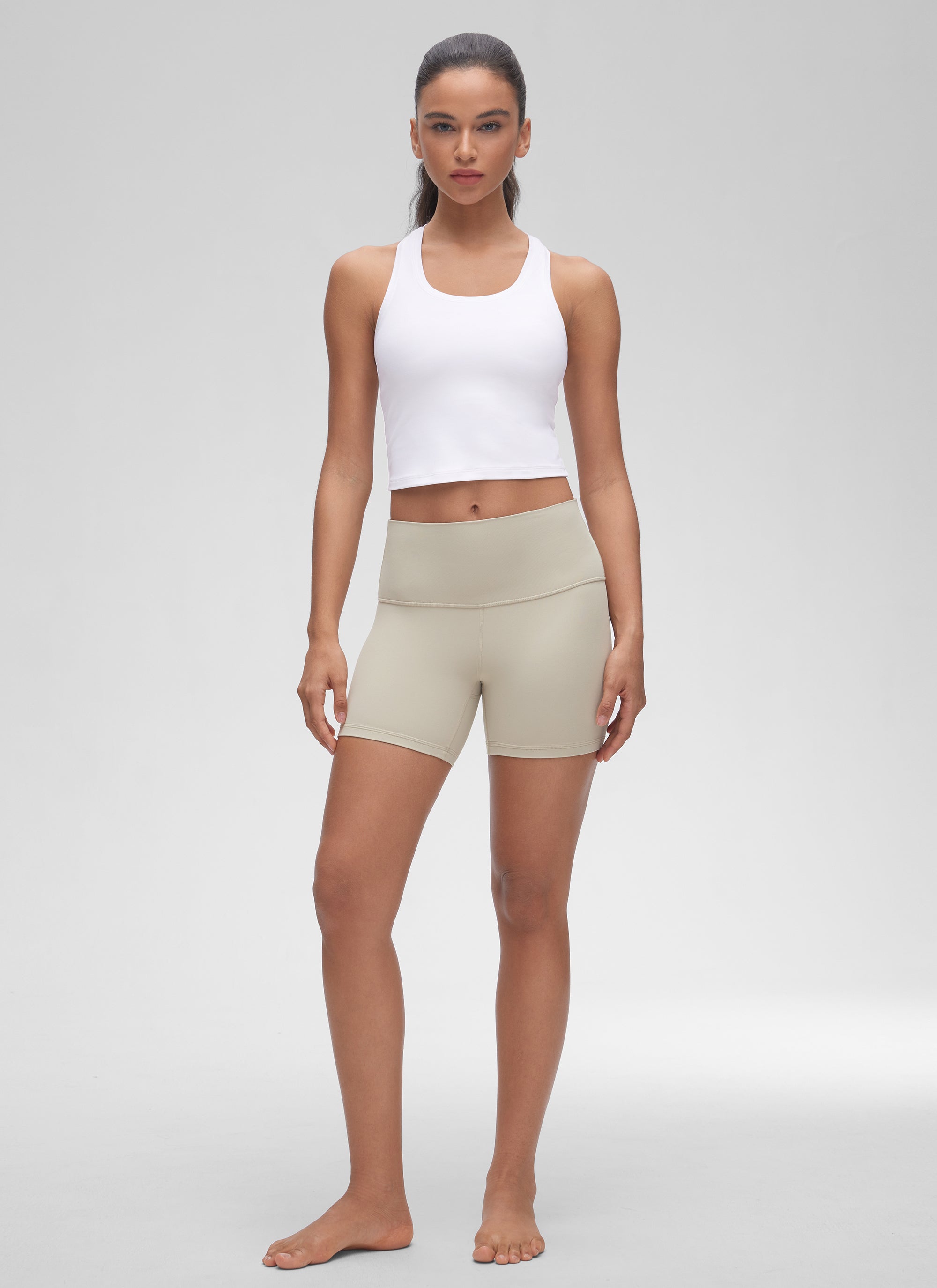 CRZ YOGA Women's Butterluxe Scoop Neck Racerback Cropped Lounge Yoga Tank White