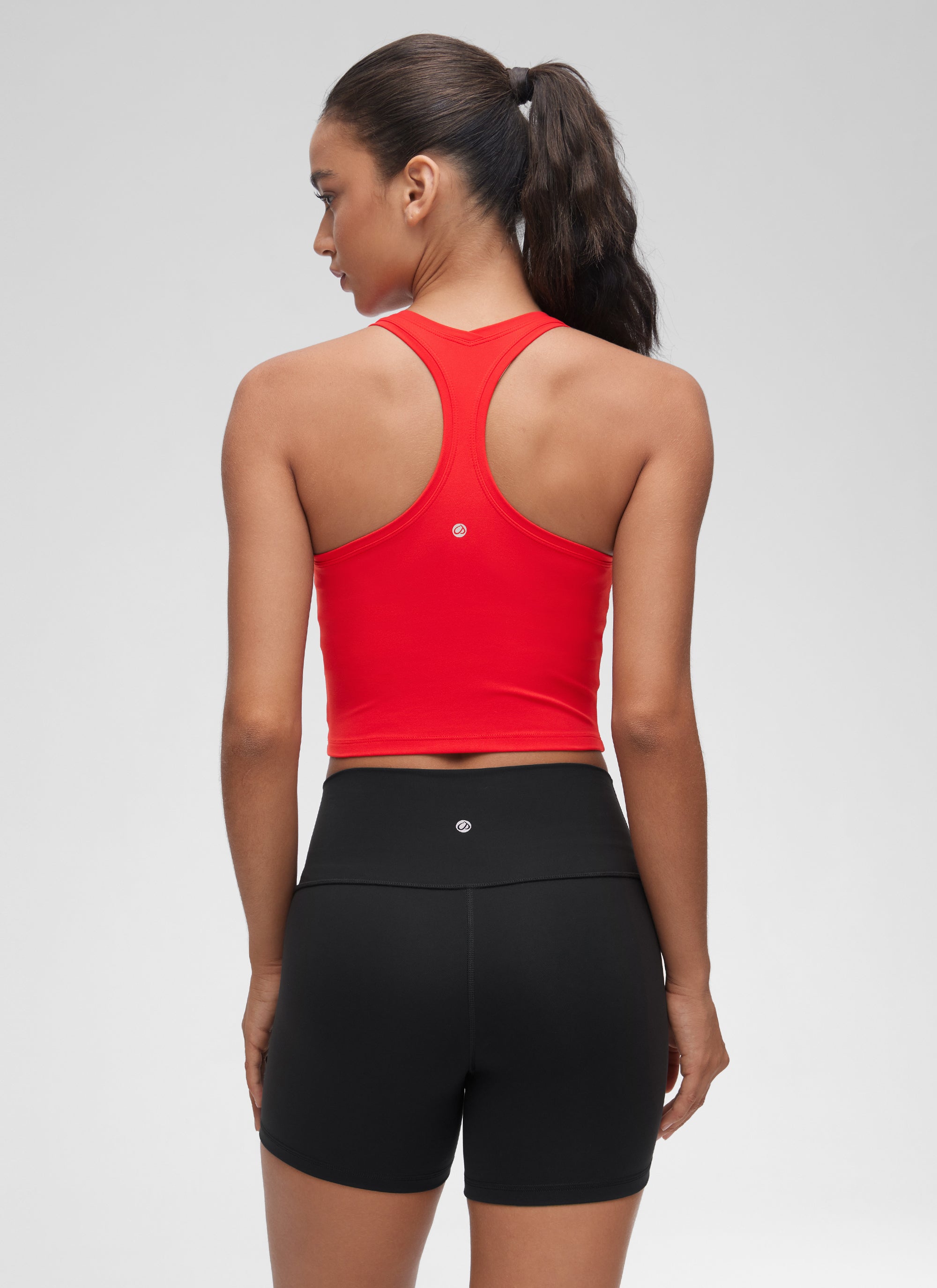 CRZ YOGA Women's Butterluxe Scoop Neck Racerback Cropped Lounge Yoga Tank Deep Red