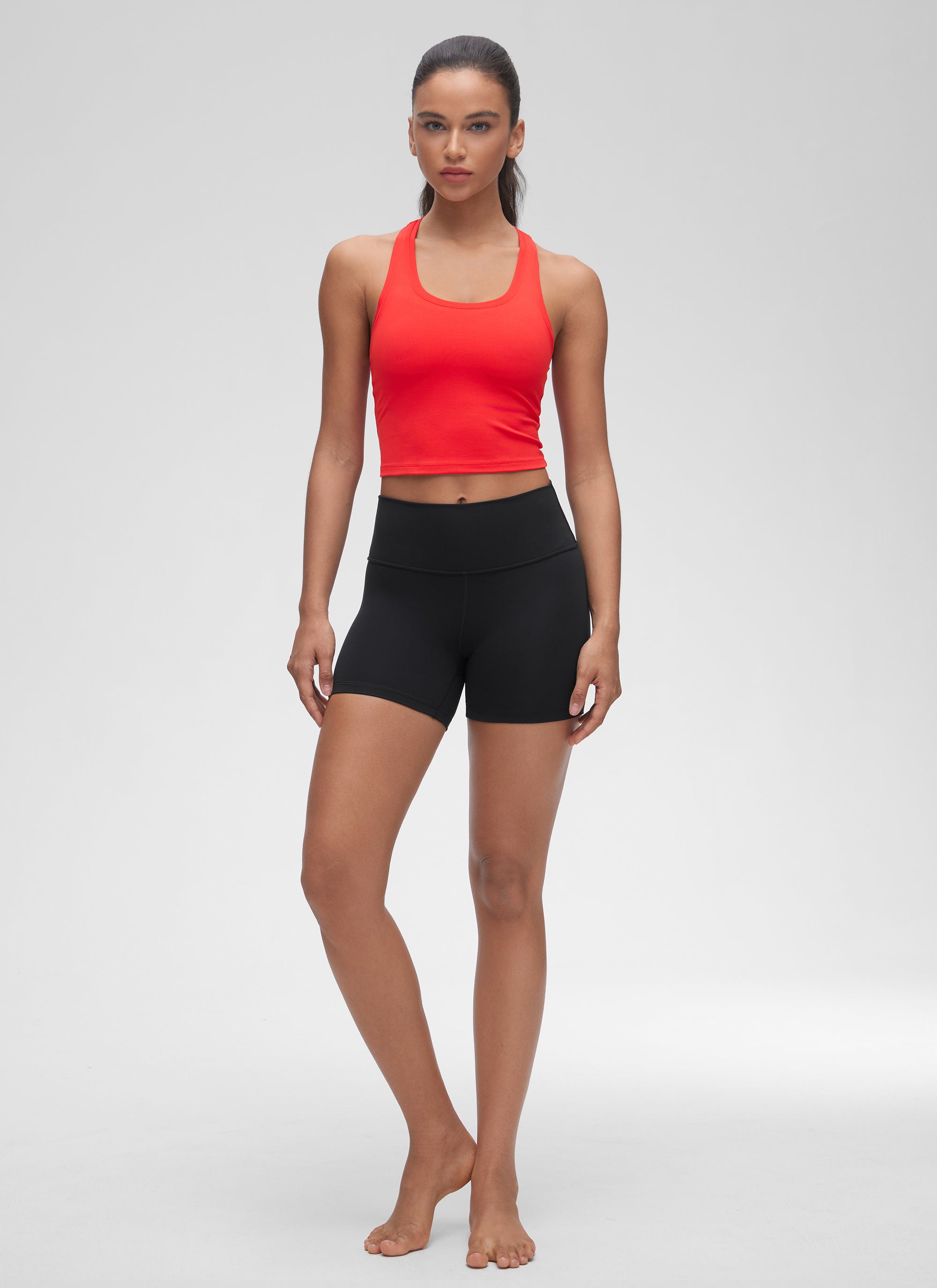 CRZ YOGA Women's Butterluxe Scoop Neck Racerback Cropped Lounge Yoga Tank Deep Red