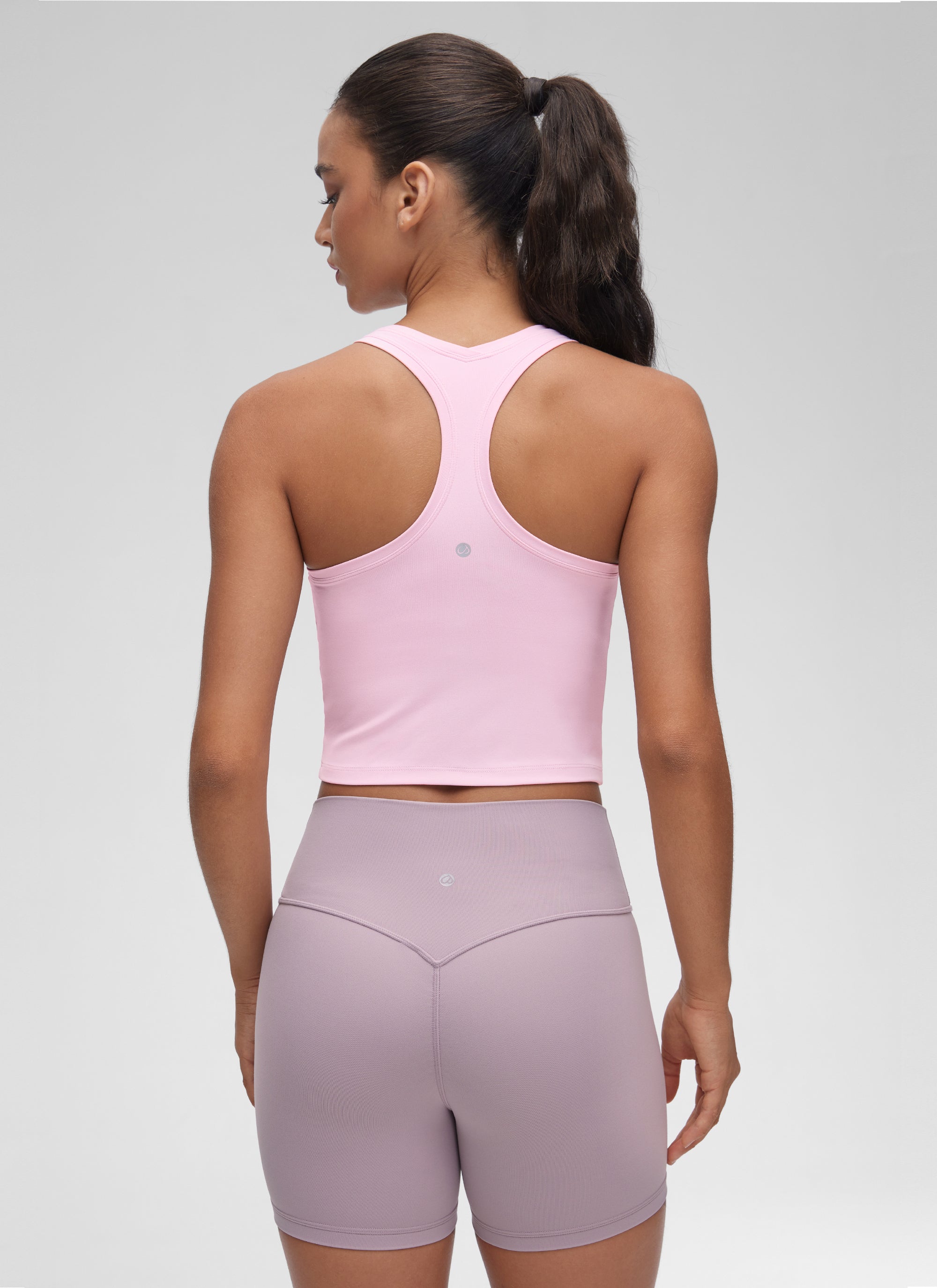 CRZ YOGA Women's Butterluxe Scoop Neck Racerback Cropped Lounge Yoga Tank Pink Peony