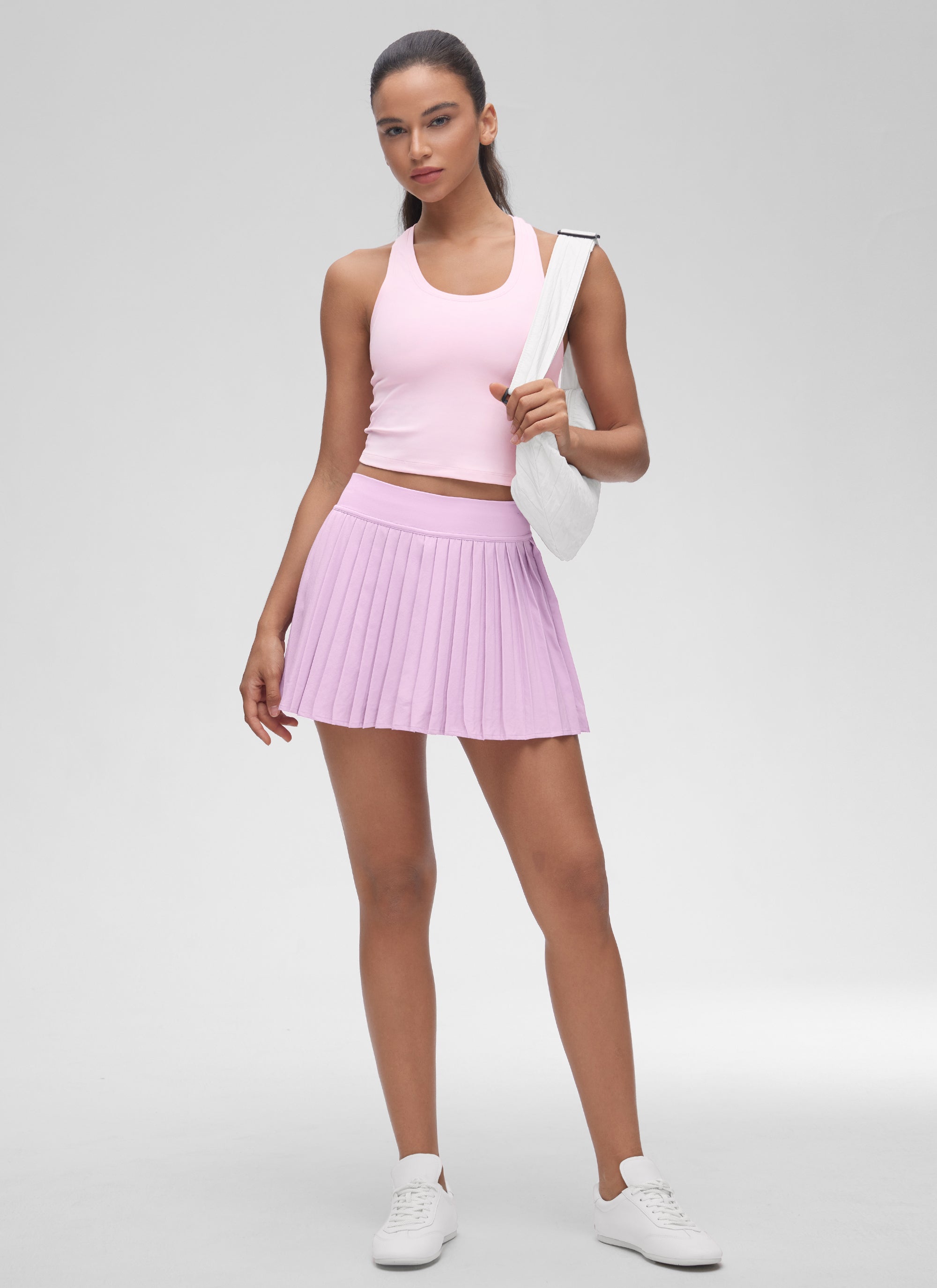 CRZ YOGA Women's Butterluxe Scoop Neck Racerback Cropped Lounge Yoga Tank Pink Peony