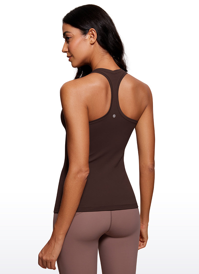 CRZ YOGA Women's Yoga Slim Fit Tops Butterluxe Tank Racerback Hot Fudge Brown