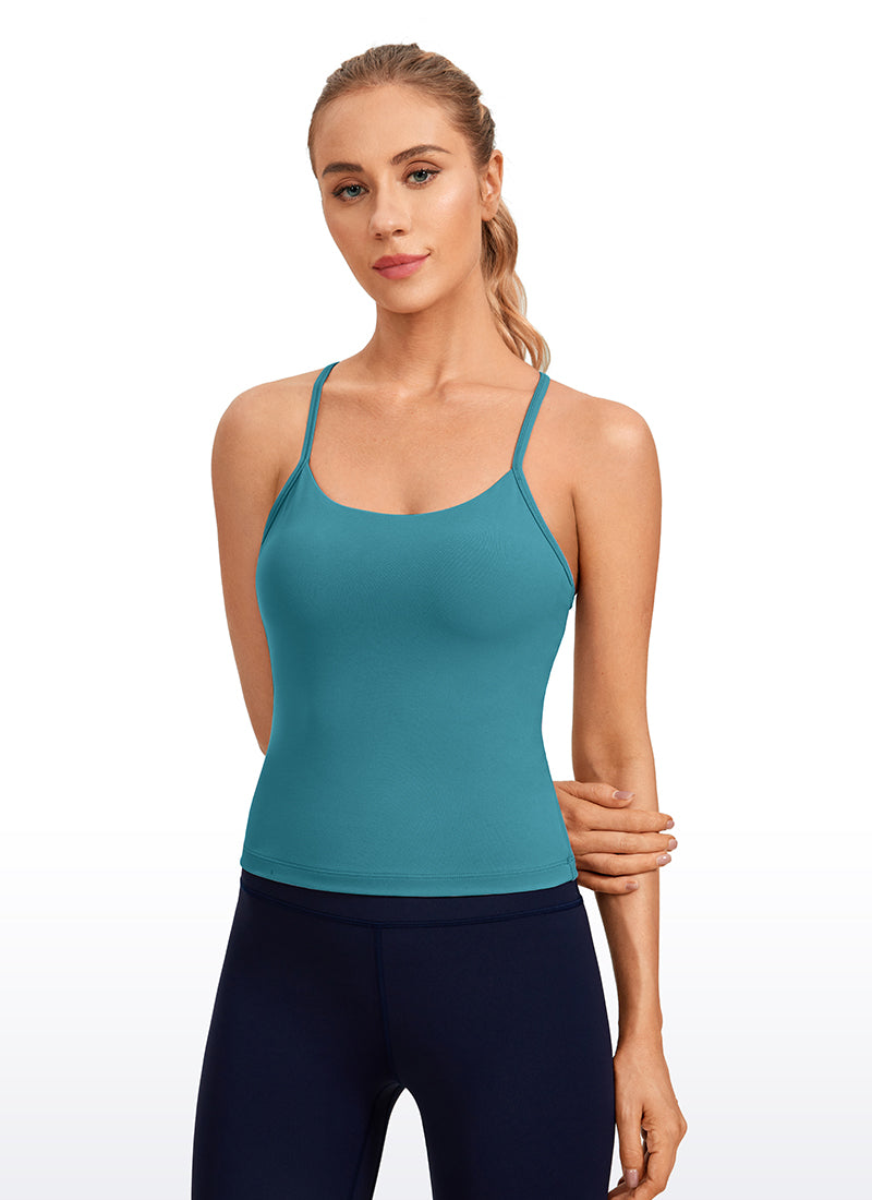 CRZ YOGA Women's Yoga Slim Fit Butterluxe Built-in Bra Tank Y Back Green Jade