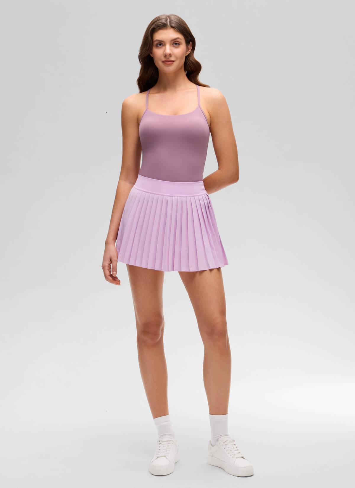 CRZ YOGA Women's Yoga Slim Fit Butterluxe Built-in Bra Tank Y Back Light Lavender @model_info:Gelya