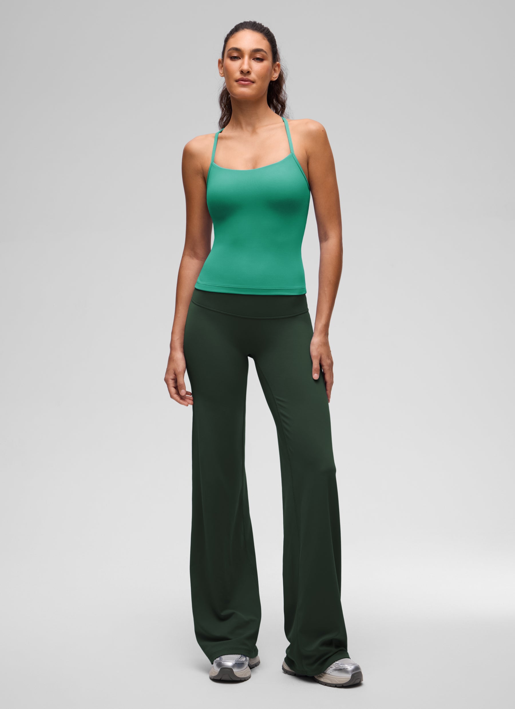 CRZ YOGA Women's Yoga Slim Fit Butterluxe Built-in Bra Tank Y Back Cascadia Green @model_info:V