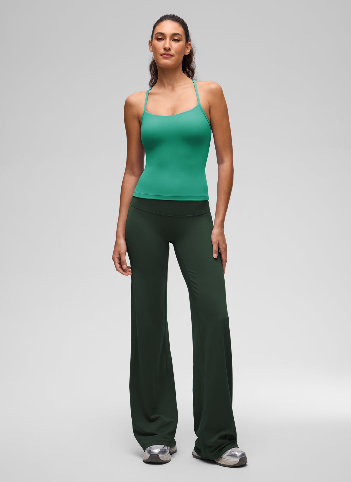CRZ YOGA Women's Yoga Slim Fit Butterluxe Built-in Bra Tank Y Back Cascadia Green @model_info:V