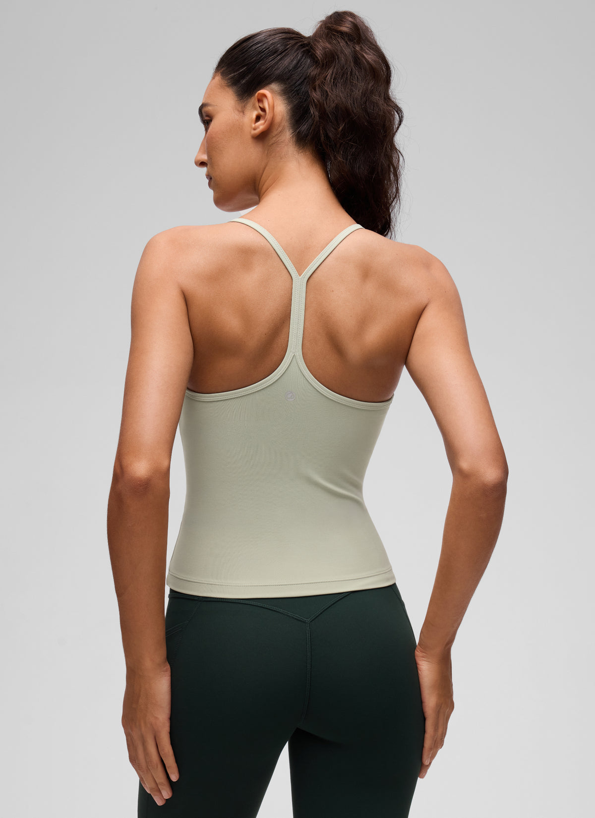 CRZ YOGA Women's Yoga Slim Fit Butterluxe Built-in Bra Tank Y Back Fog Green @model_info:V