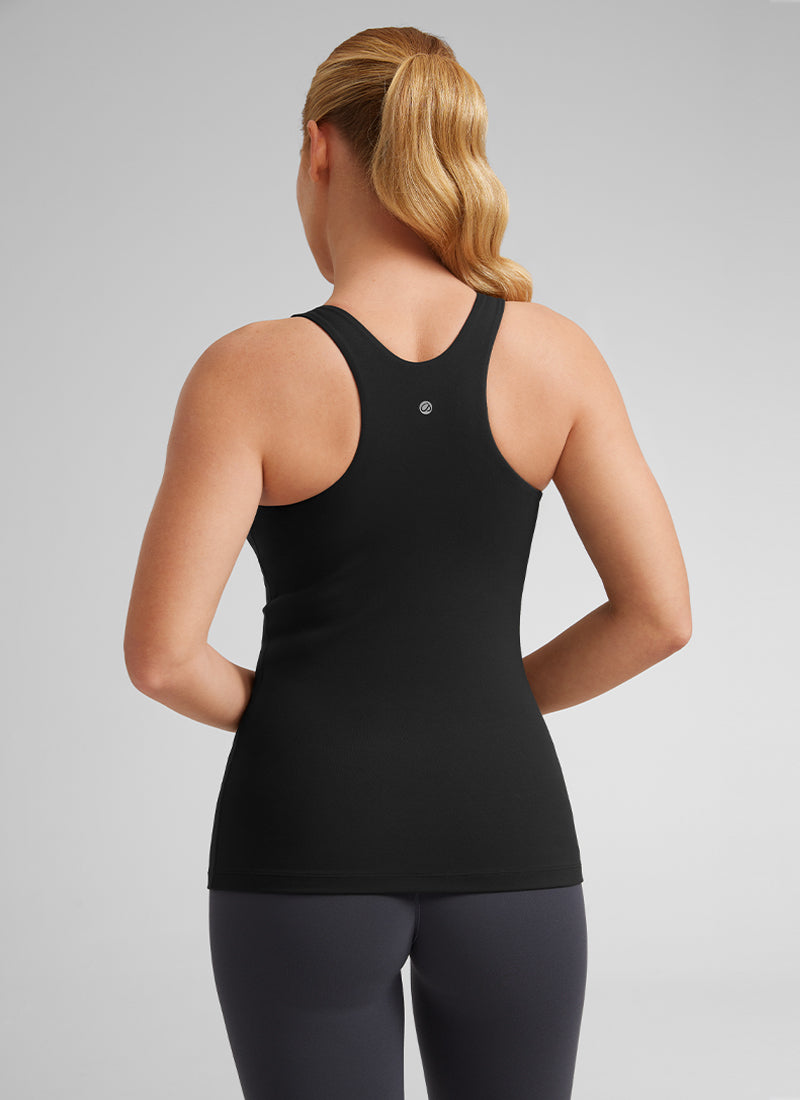 CRZ YOGA Women's Yoga Slim Fit Top Butterluxe Tank Racerback High Neck Black