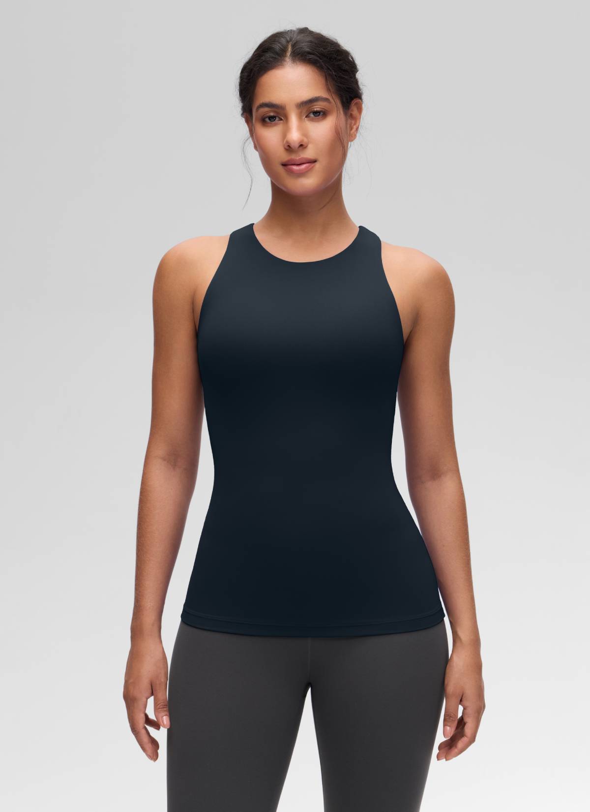 CRZ YOGA Women's Yoga Slim Fit Top Butterluxe Tank Racerback High Neck True Navy