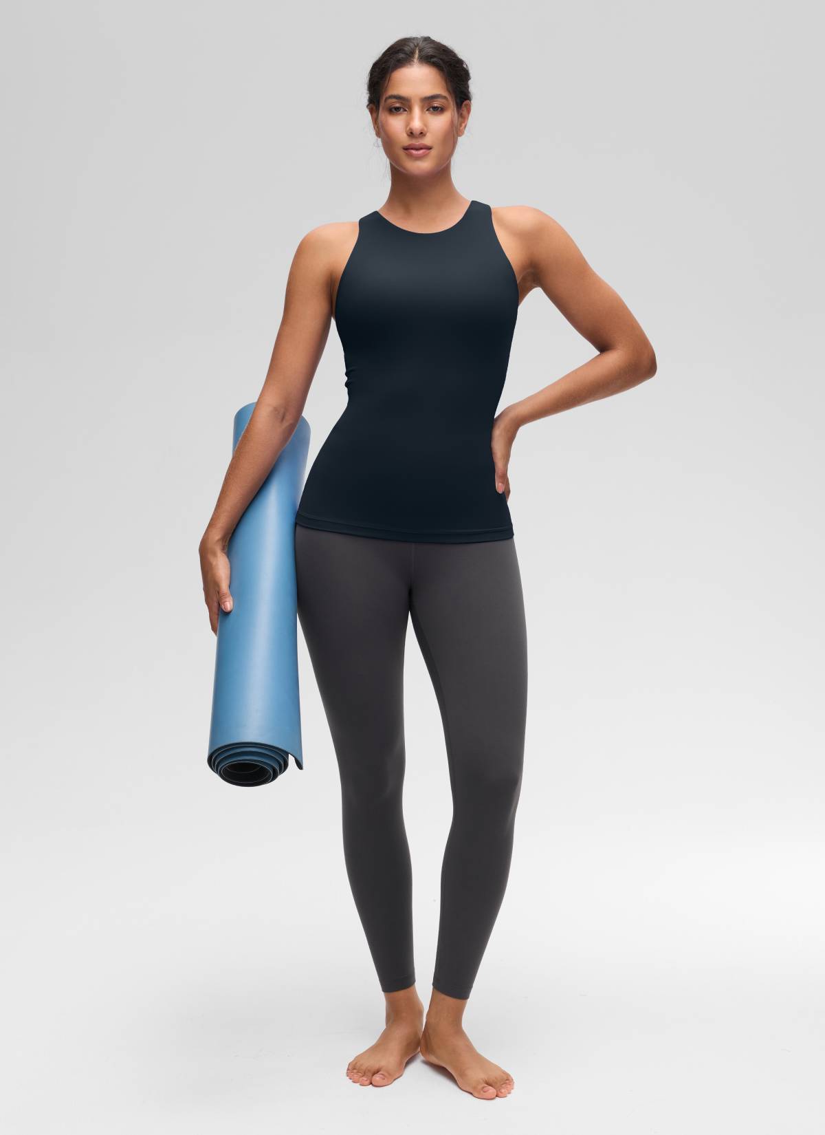 CRZ YOGA Women's Yoga Slim Fit Top Butterluxe Tank Racerback High Neck True Navy