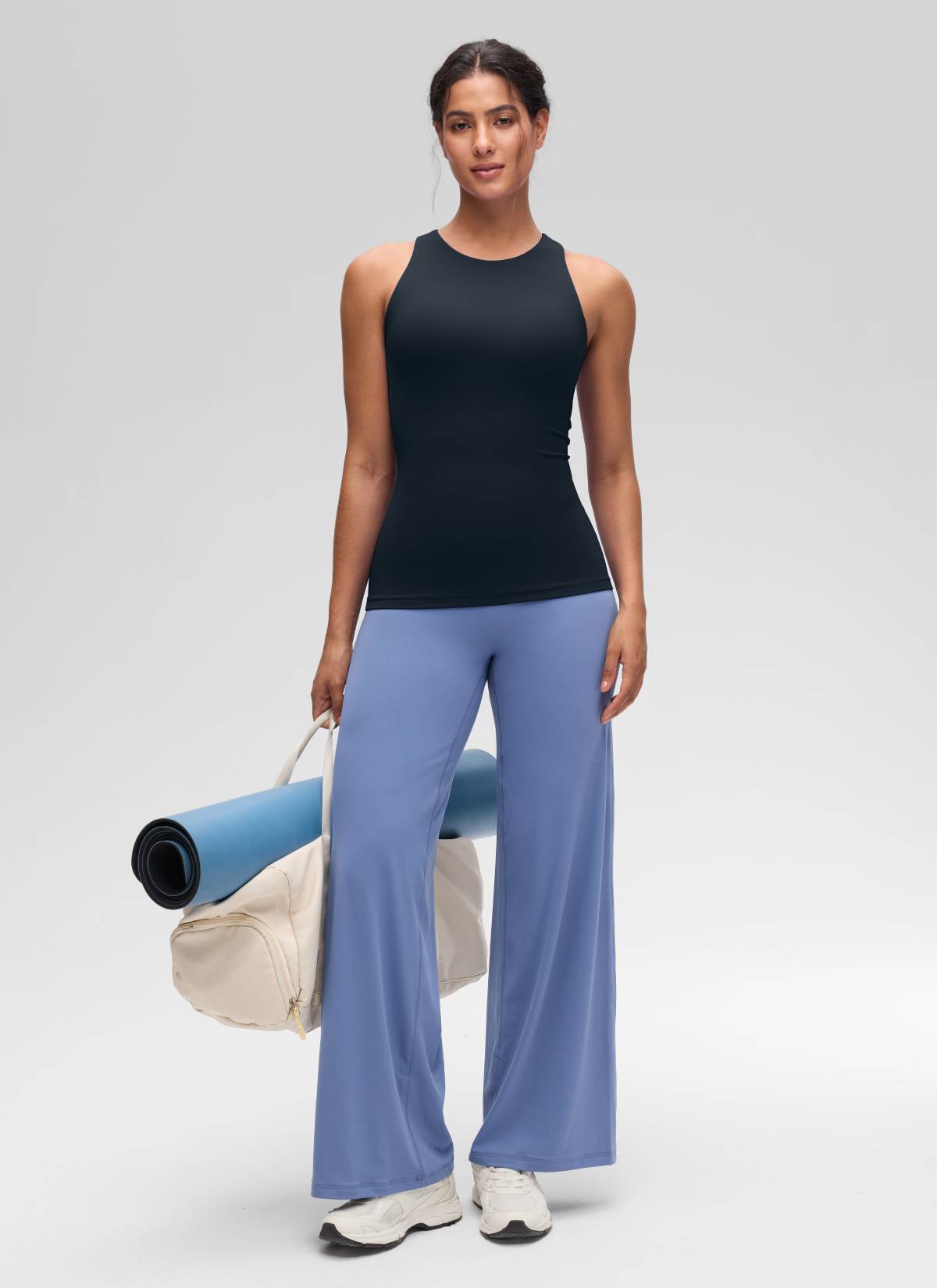 CRZ YOGA Women's Yoga Slim Fit Top Butterluxe Tank Racerback High Neck True Navy