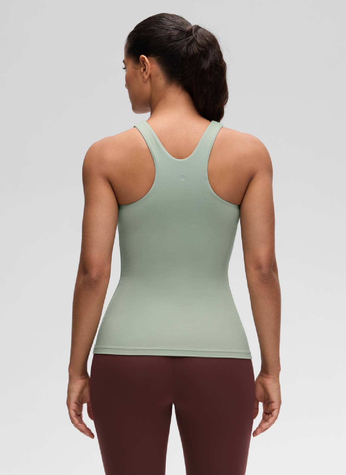 CRZ YOGA Women's Yoga Slim Fit Top Butterluxe Tank Racerback High Neck Green Palm Court