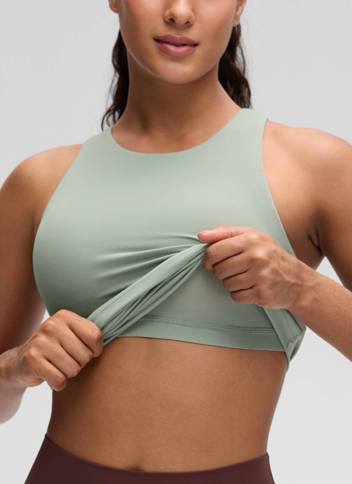 CRZ YOGA Women's Yoga Slim Fit Top Butterluxe Tank Racerback High Neck Green Palm Court